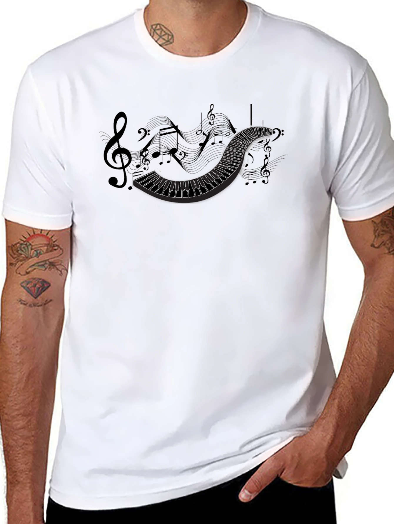 Musical Notes Piano Keys Graphic Tee