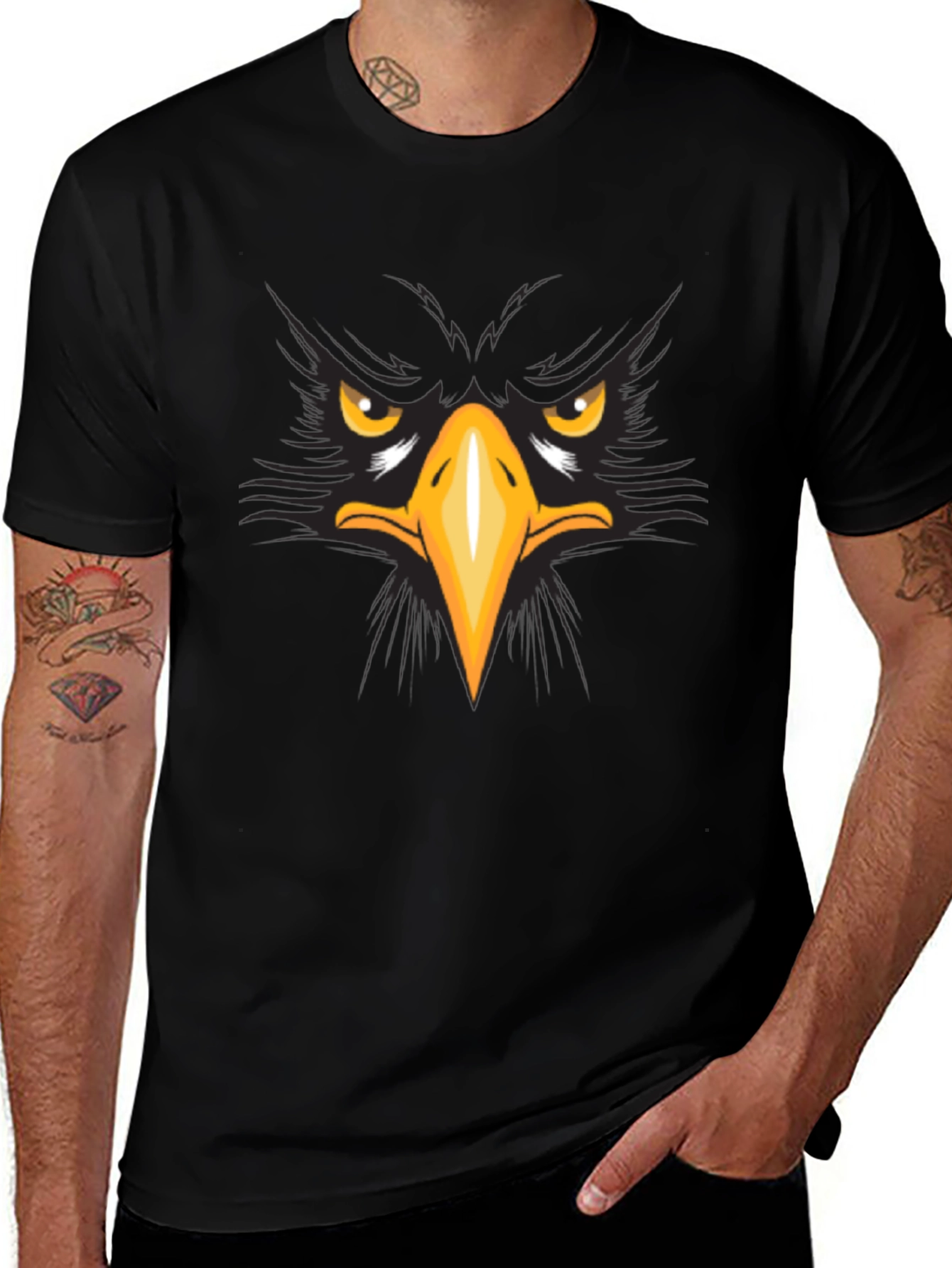 Mens Eagle Graphic Black T-Shirt
