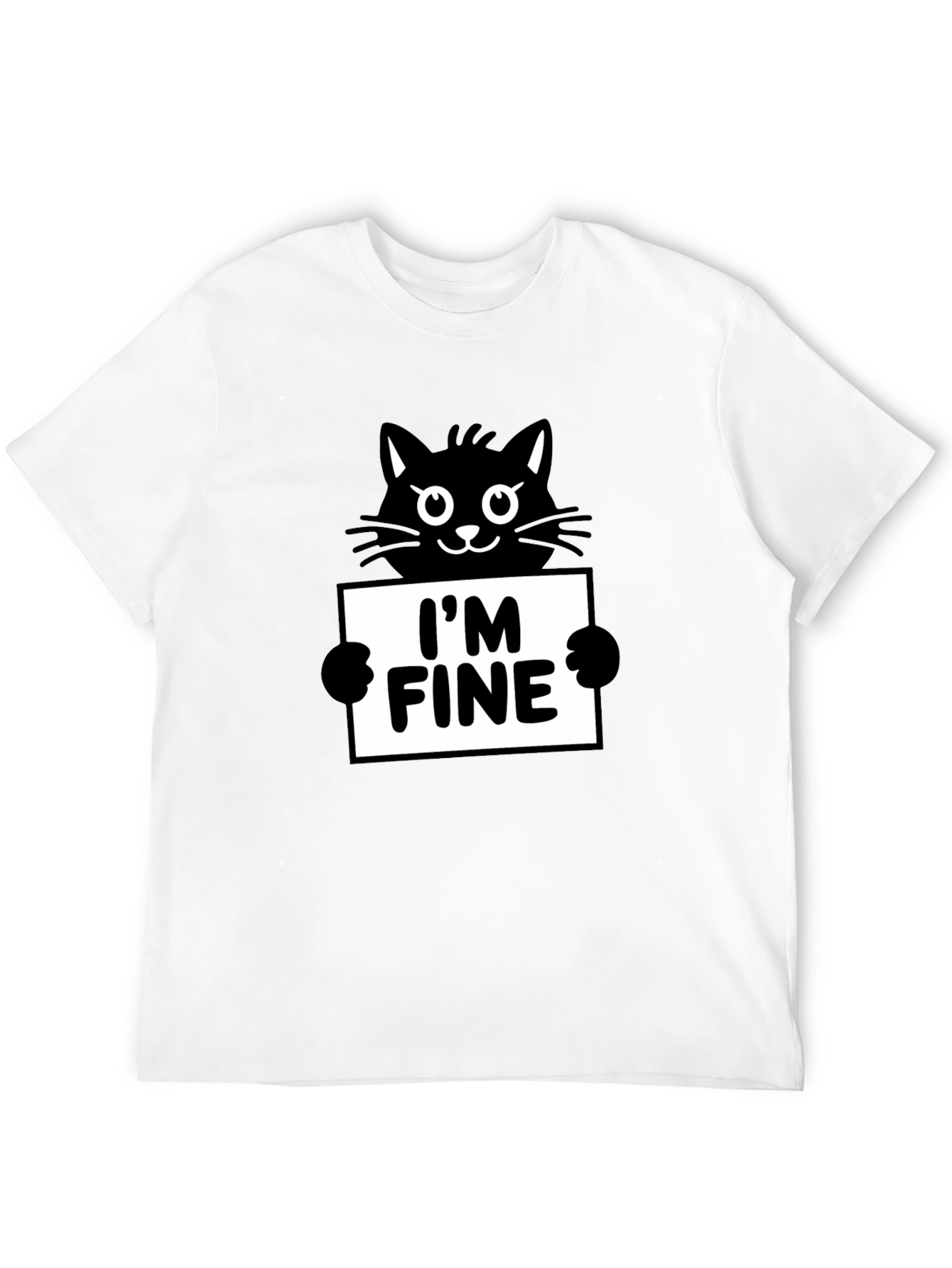 Im Fine Cat Graphic Tee - Black Cotton T-Shirt