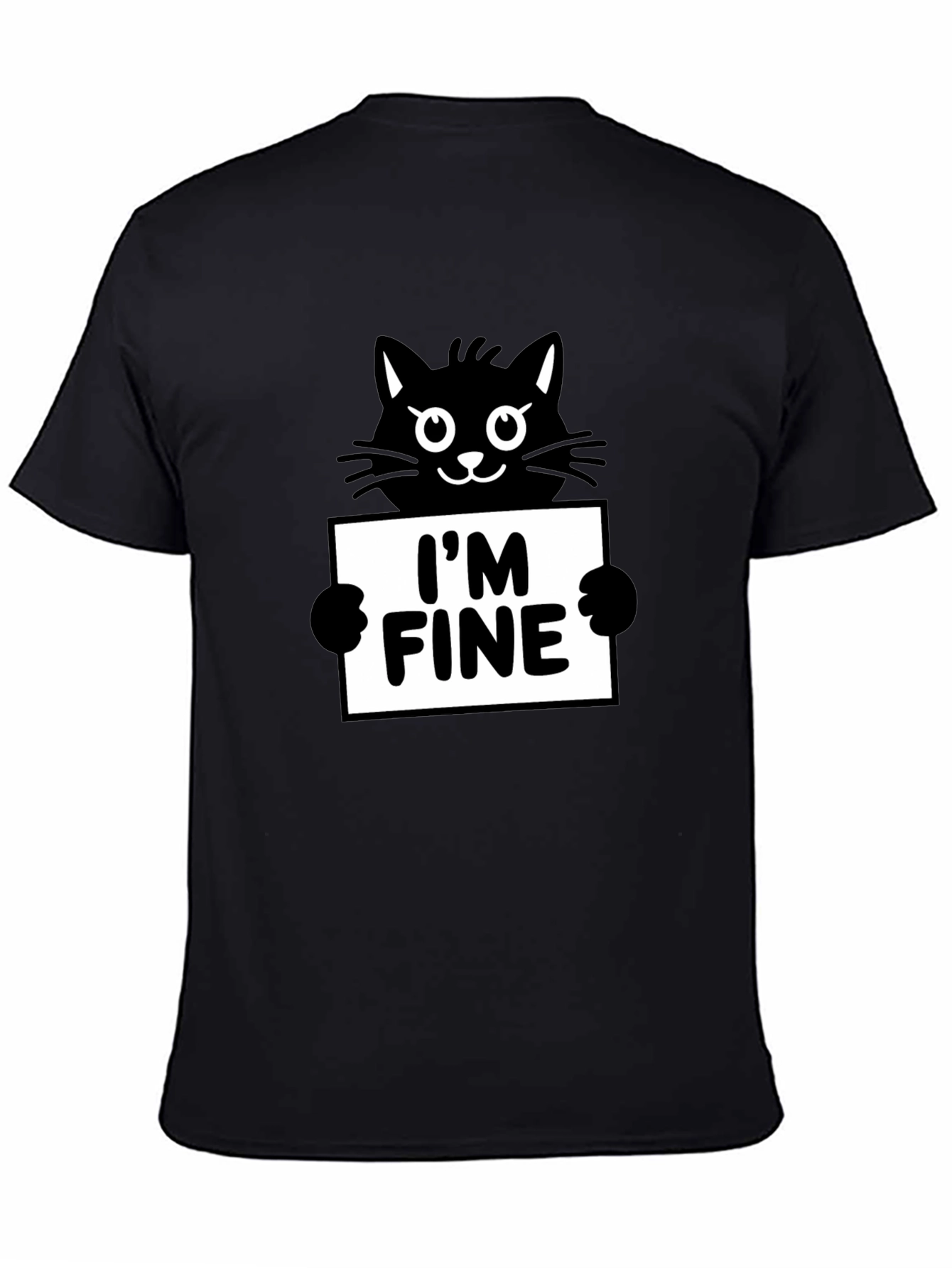 Im Fine Cat Graphic Tee - Black Cotton T-Shirt