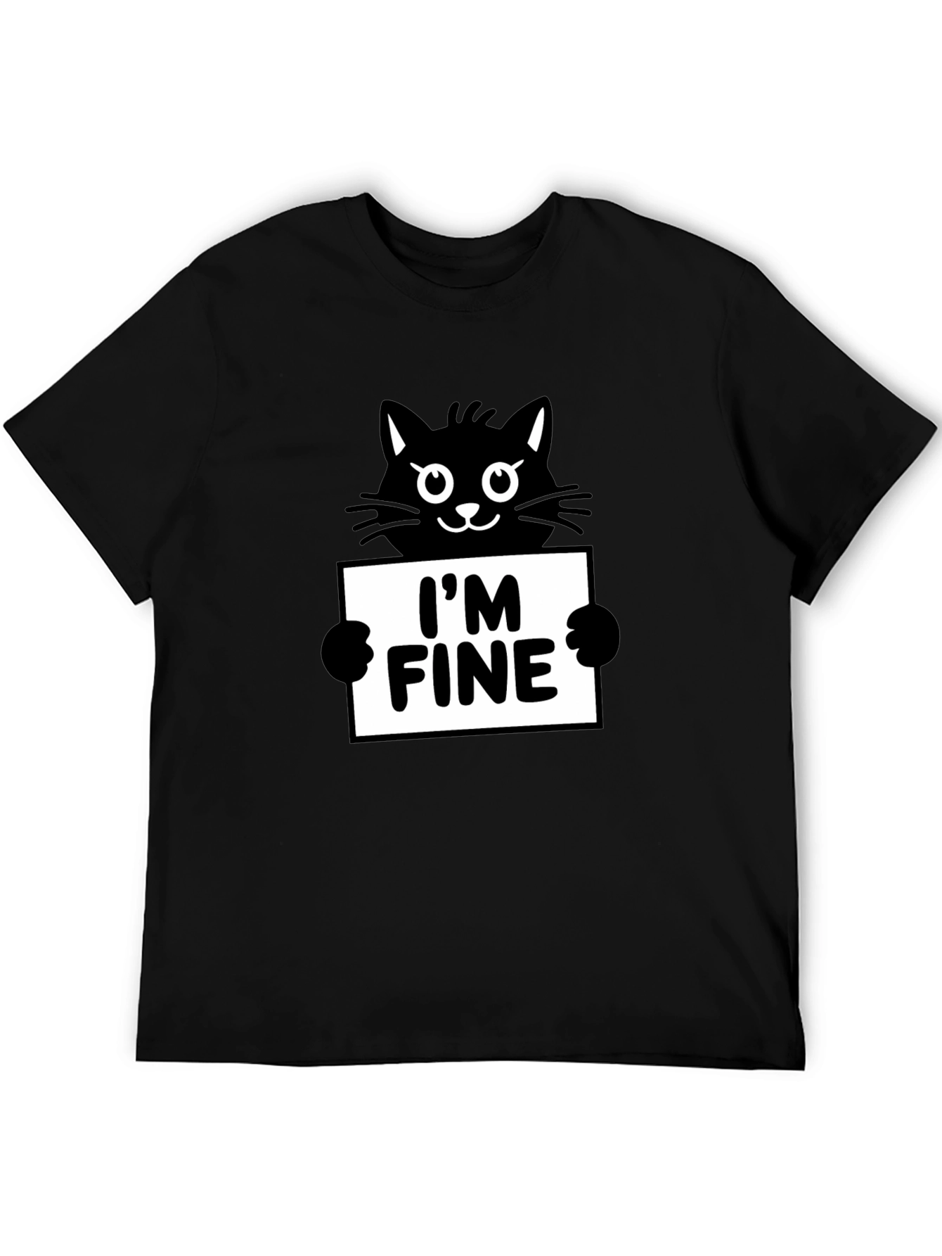Im Fine Cat Graphic Tee - Black Cotton T-Shirt