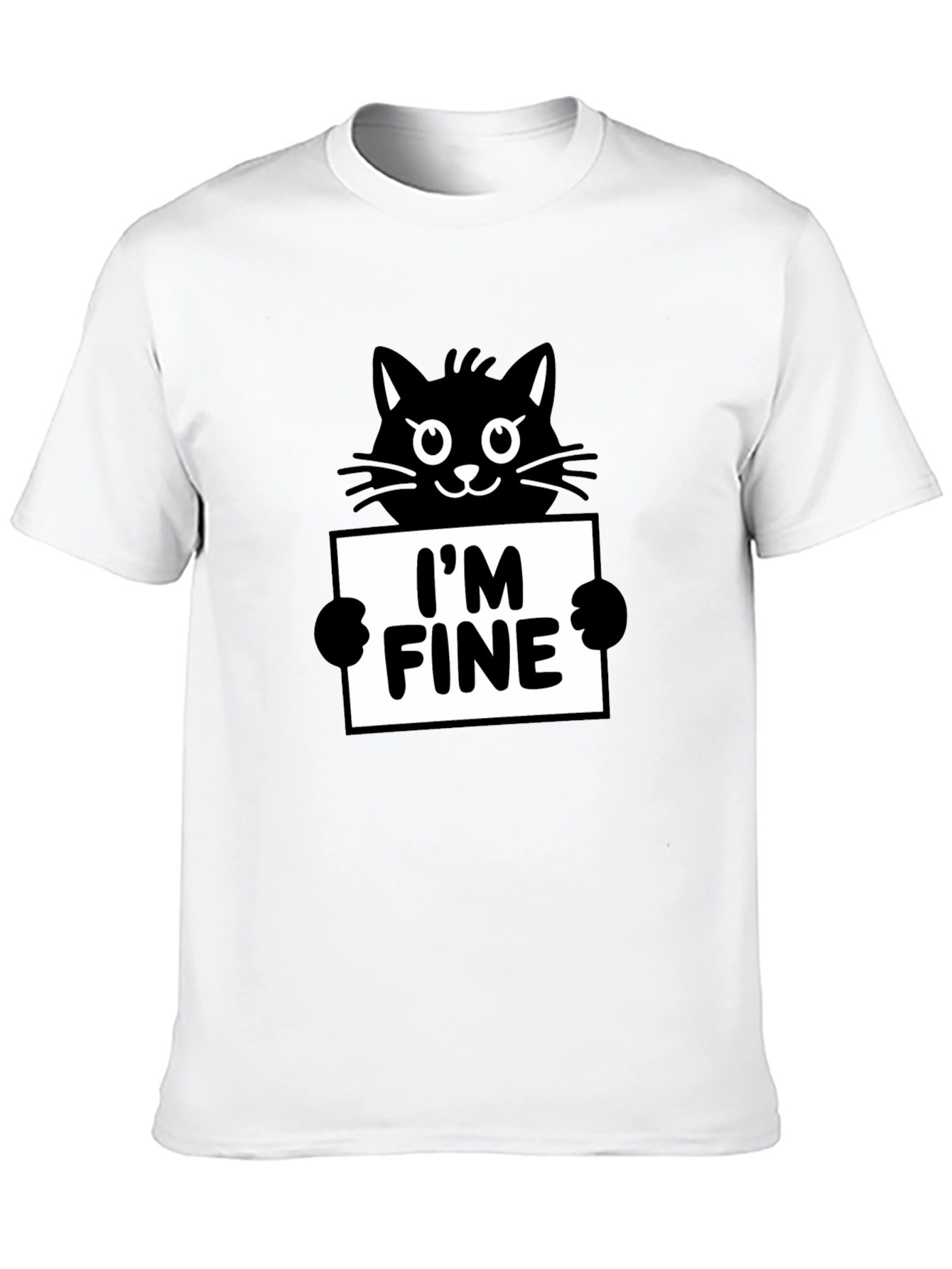 Im Fine Cat Graphic Tee - Black Cotton T-Shirt