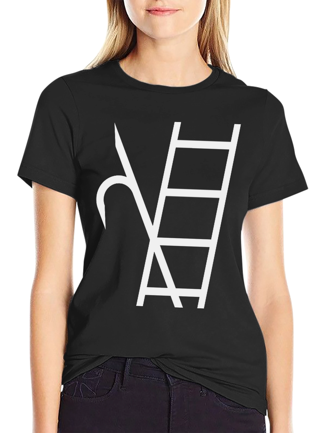 Abstract Ladder Graphic Tee - Black
