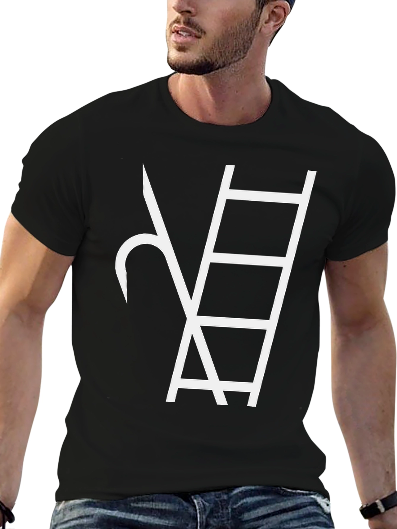 Abstract Ladder Graphic Tee - Black