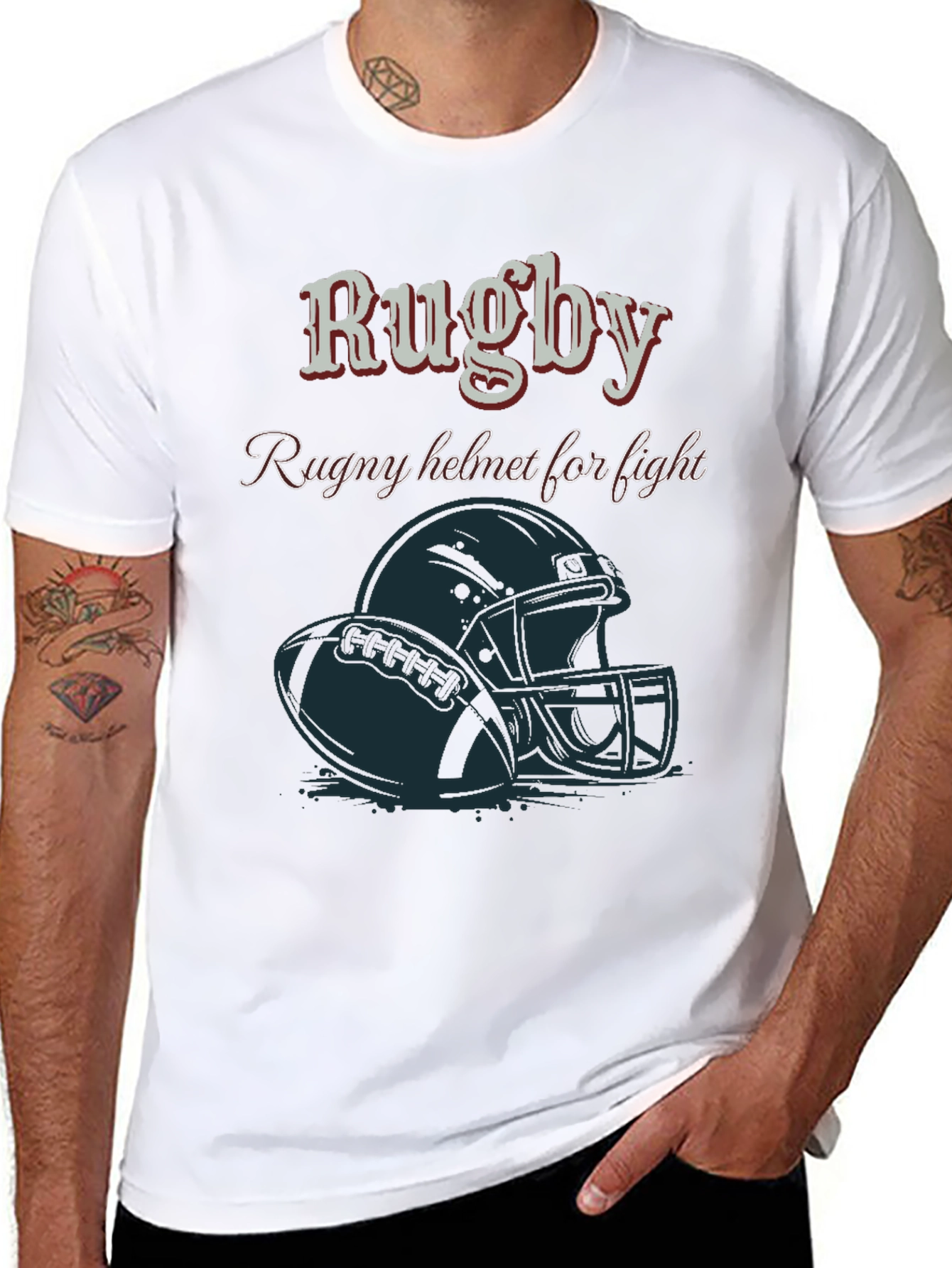 Rugby Helmet T-Shirt - Fight Design