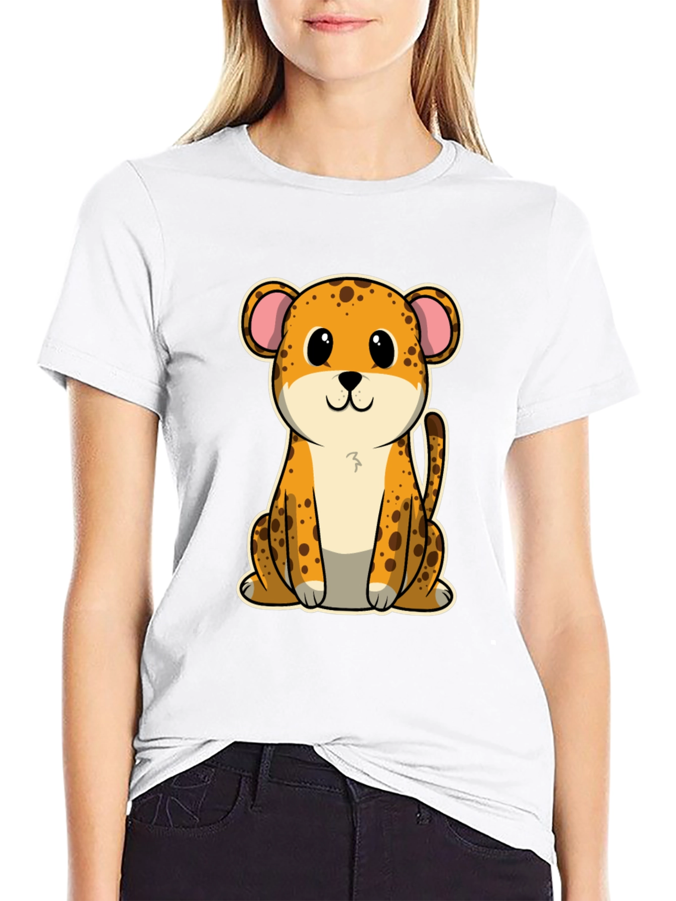 Cute Cartoon Leopard Graphic T-Shirt