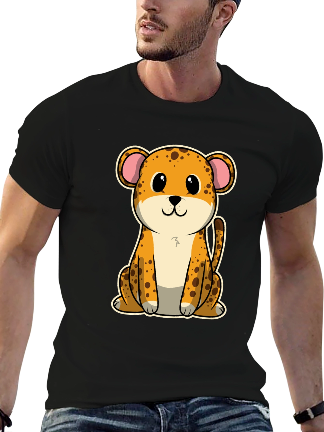 Cute Cartoon Leopard Graphic T-Shirt