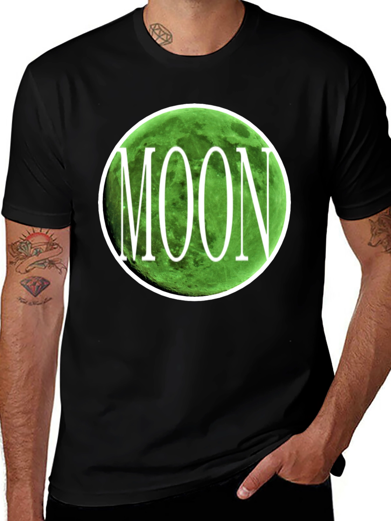 Green Moon Graphic T-Shirt - Mens Black Tee