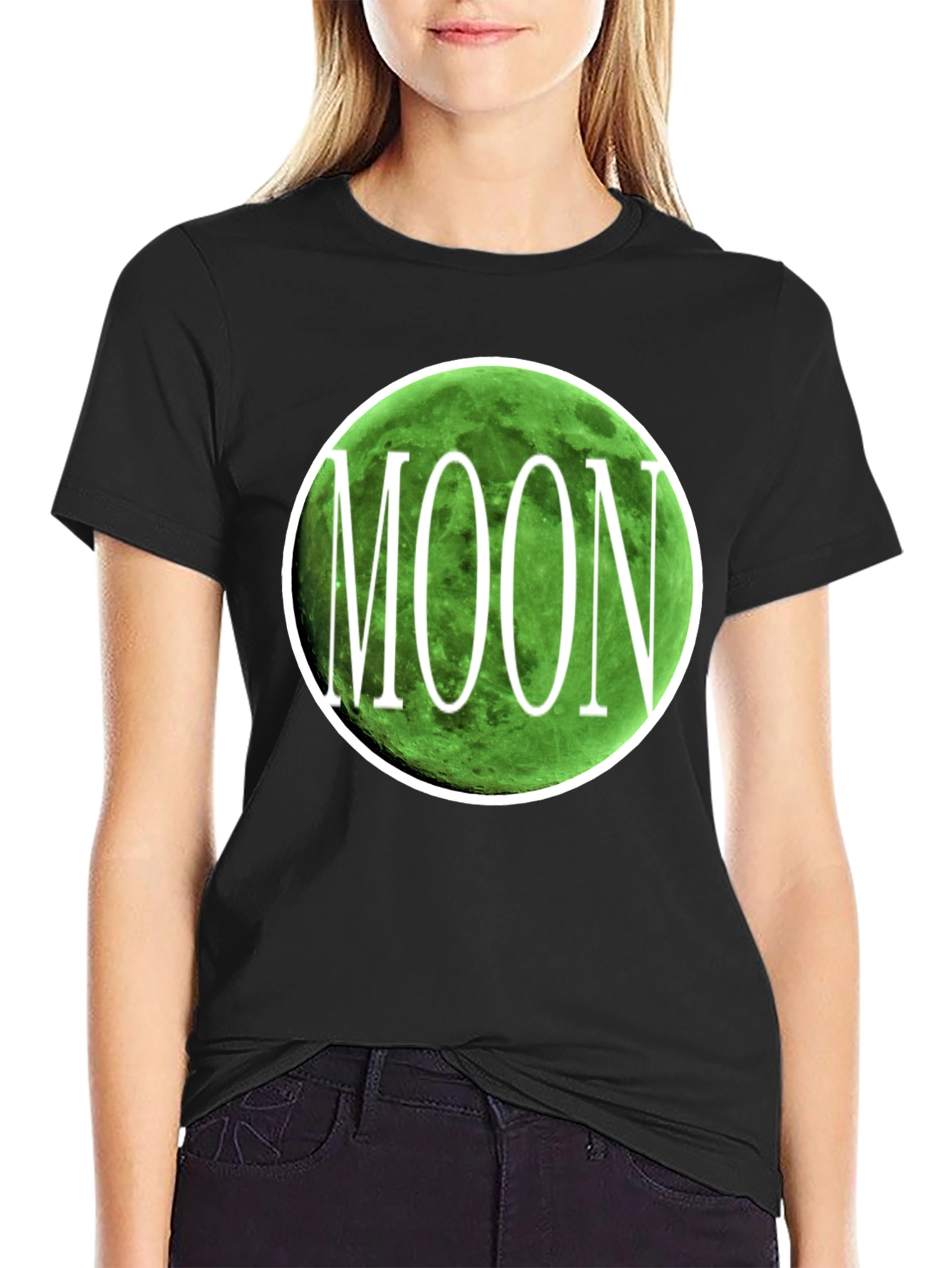 Green Moon Graphic T-Shirt - Mens Black Tee
