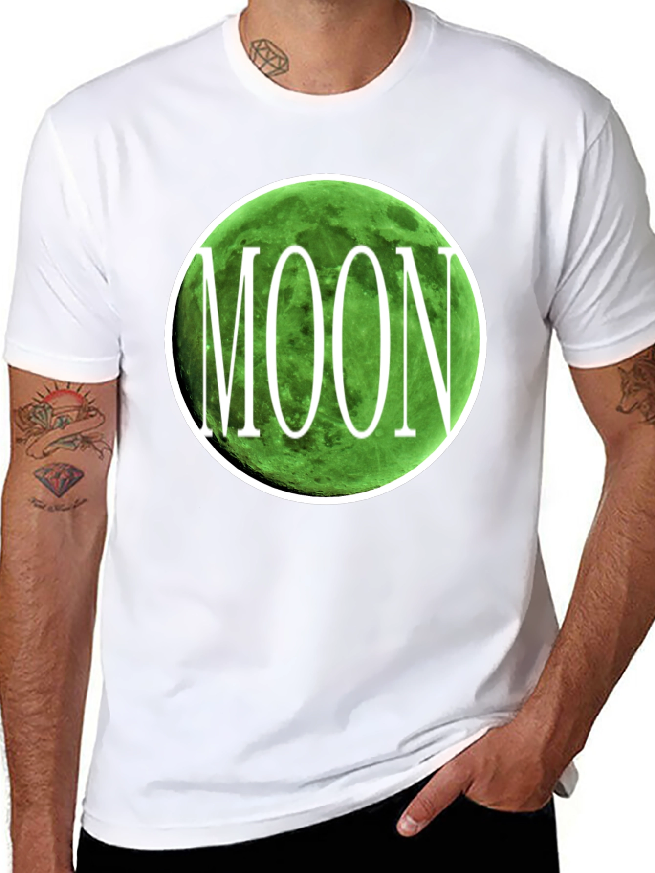 Green Moon Graphic T-Shirt - Mens Black Tee