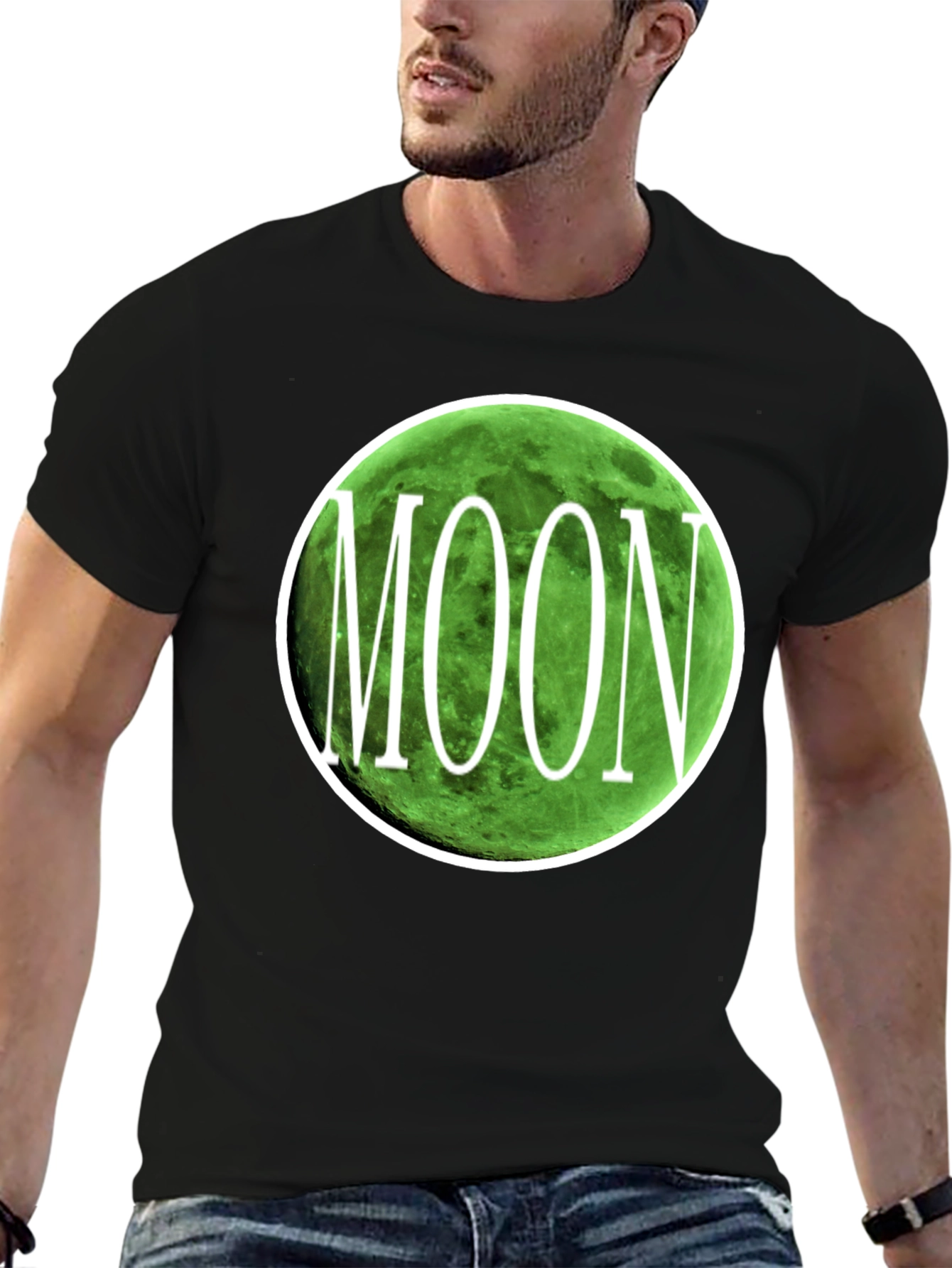 Green Moon Graphic T-Shirt - Mens Black Tee