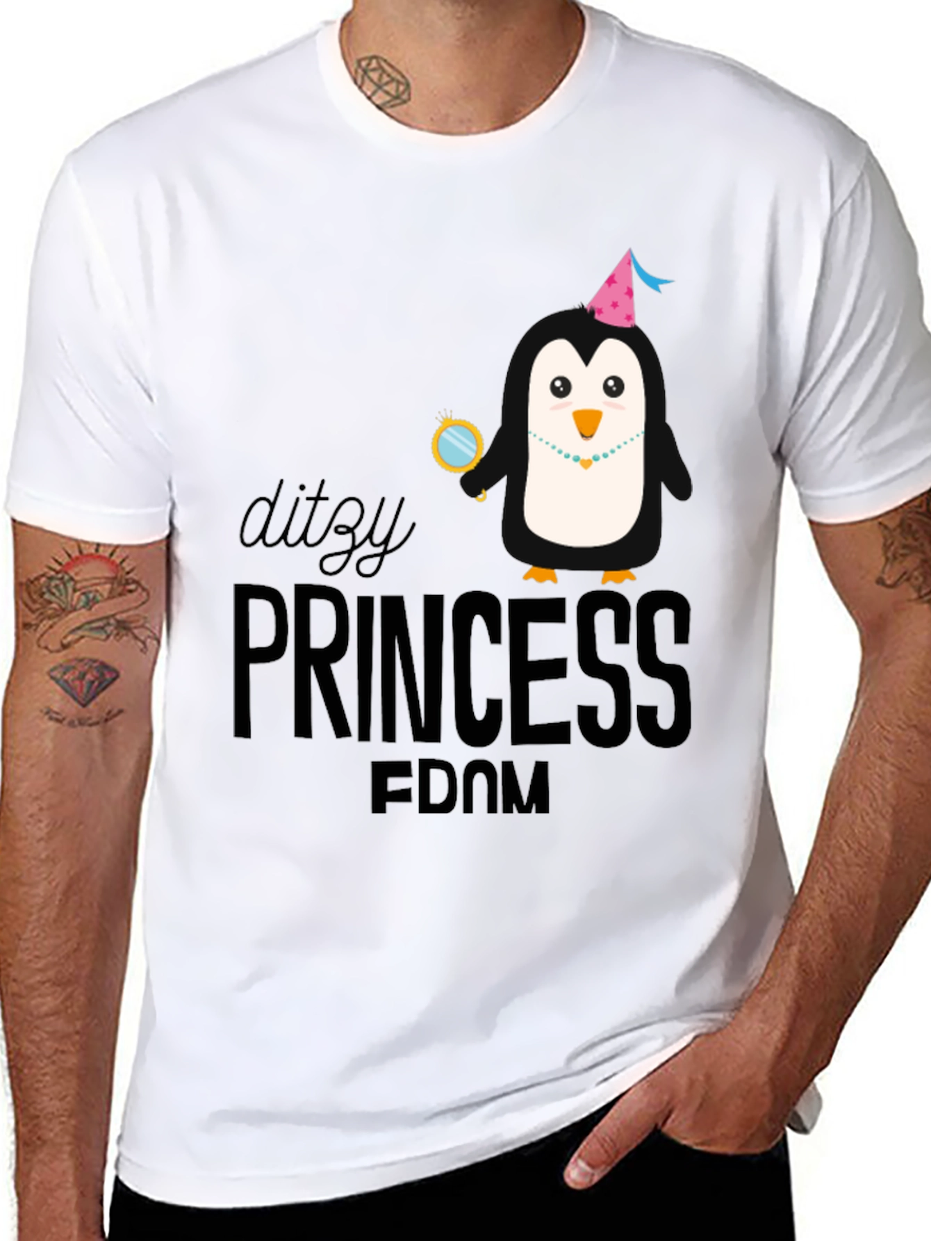 Dizty Princess Penguin Black T-Shirt