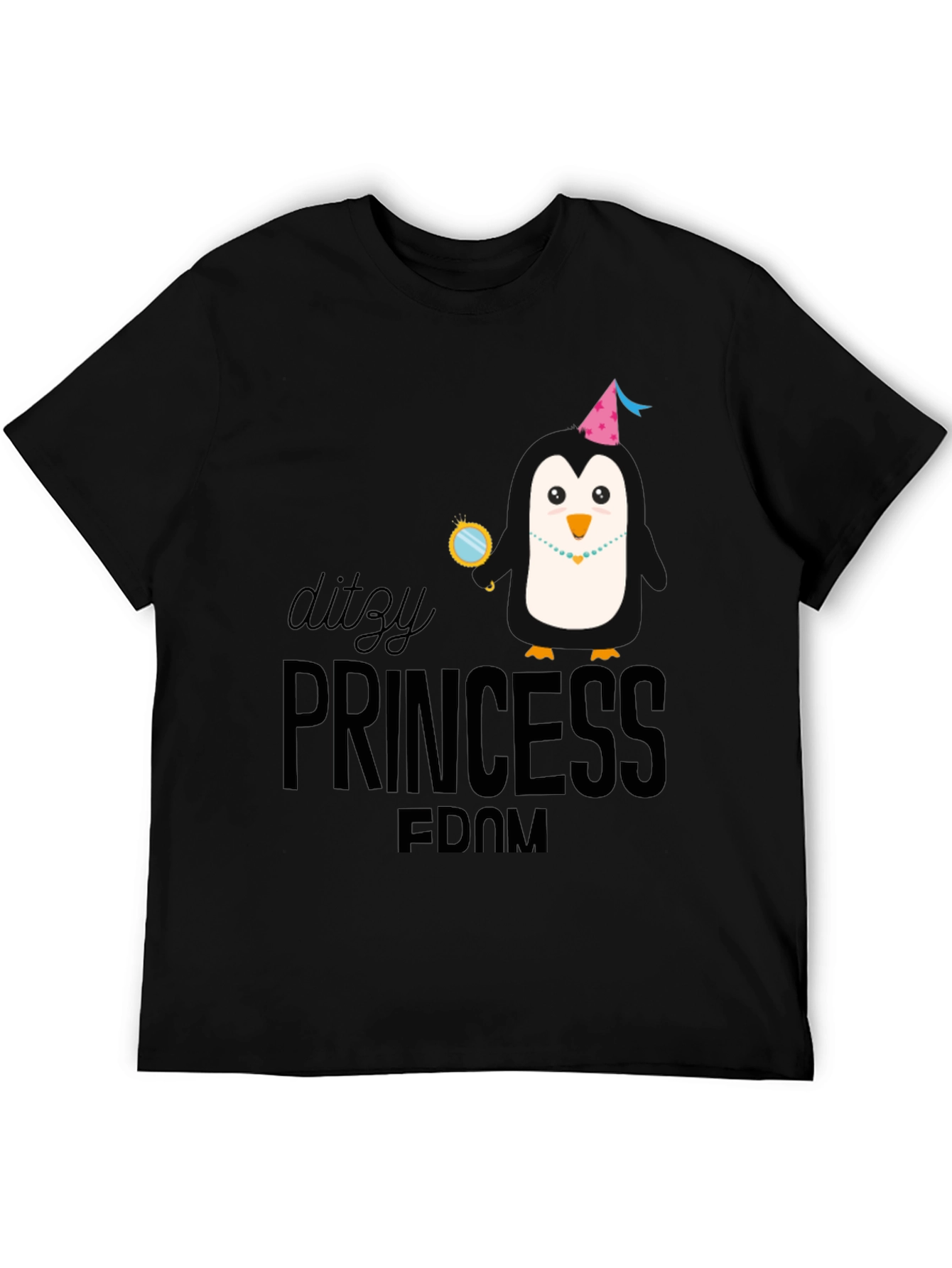 Dizty Princess Penguin Black T-Shirt