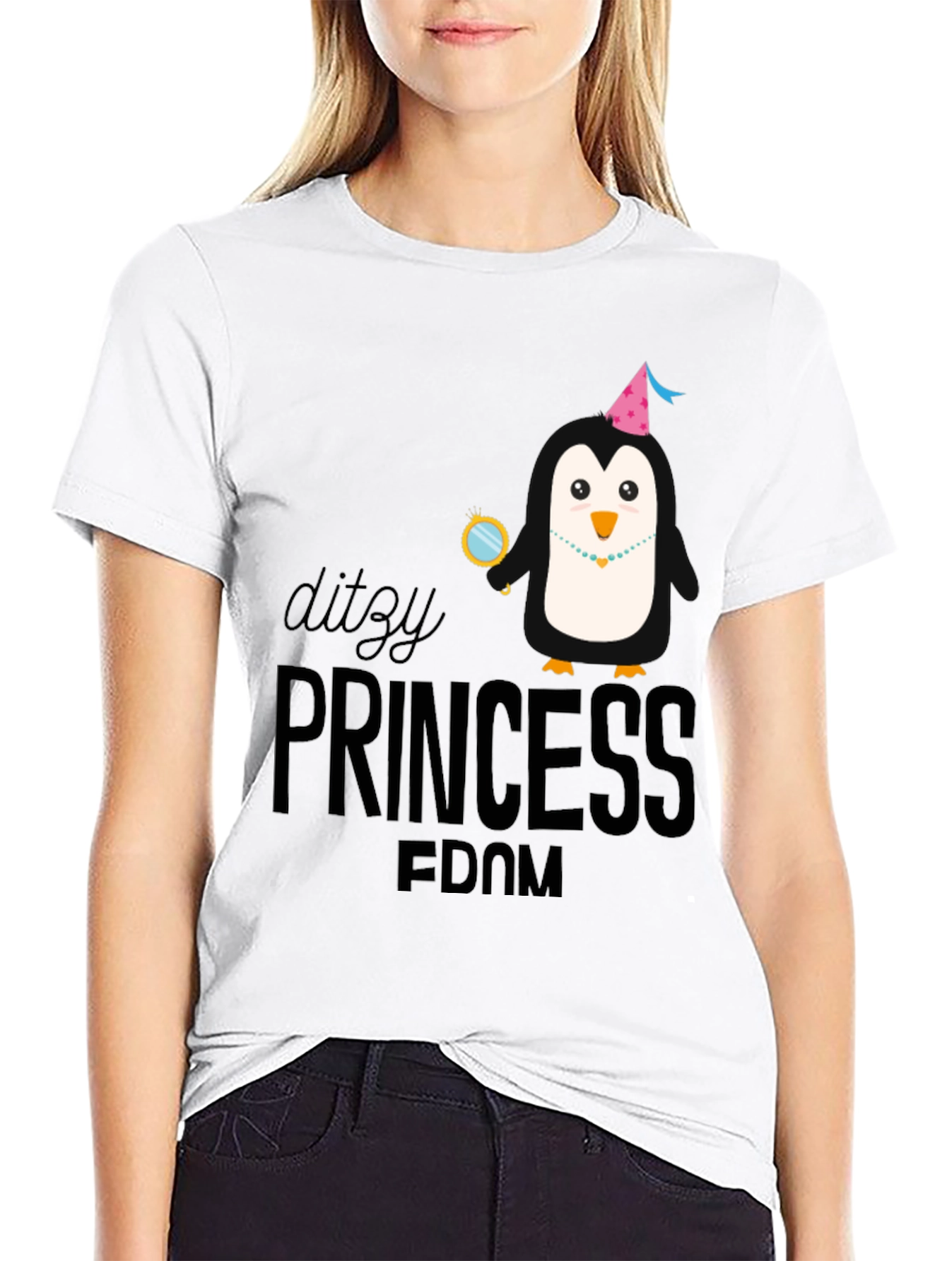 Dizty Princess Penguin Black T-Shirt