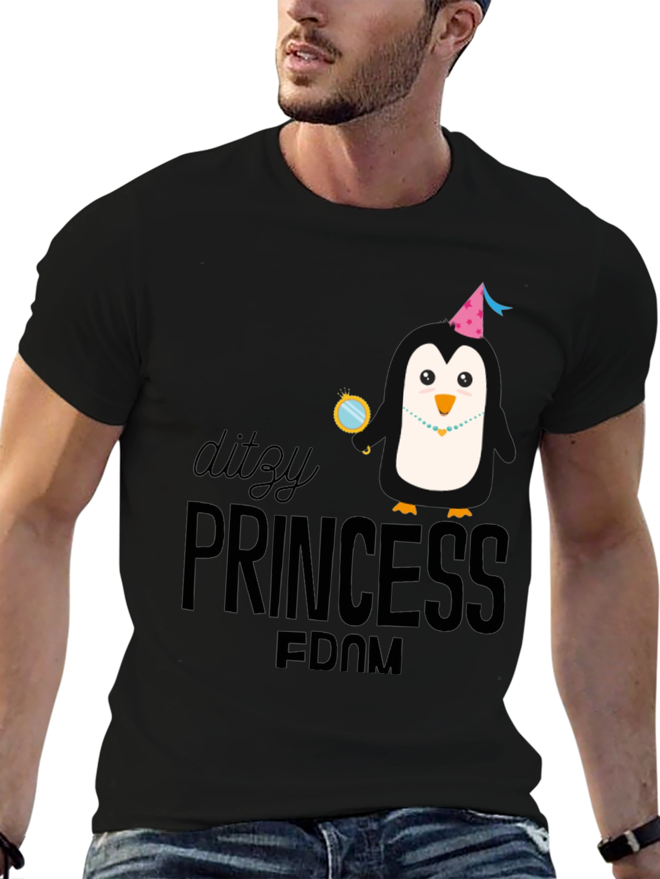 Dizty Princess Penguin Black T-Shirt