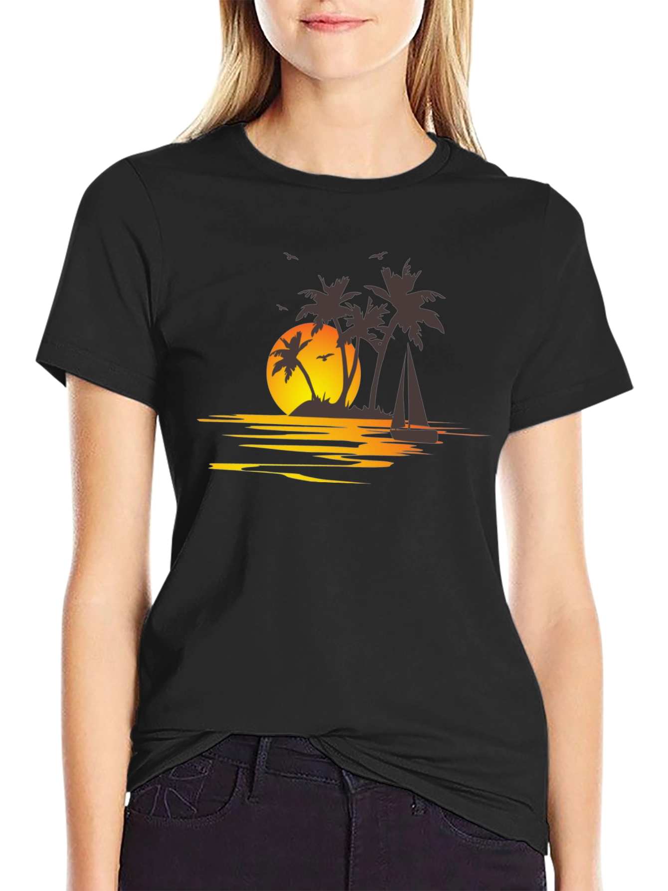 Sunset Palm Tree T-Shirt - Island Getaway Vibes