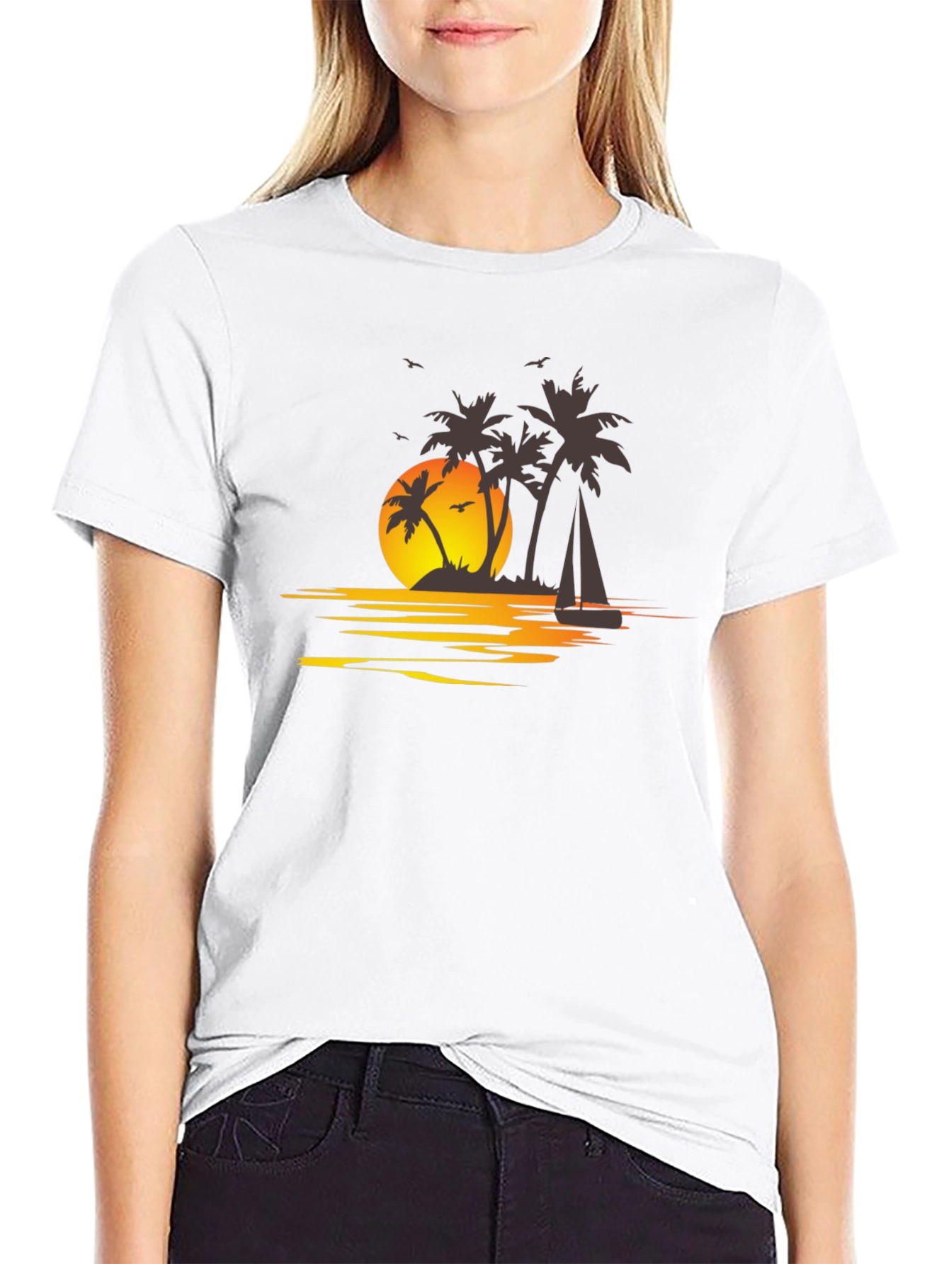Sunset Palm Tree T-Shirt - Island Getaway Vibes