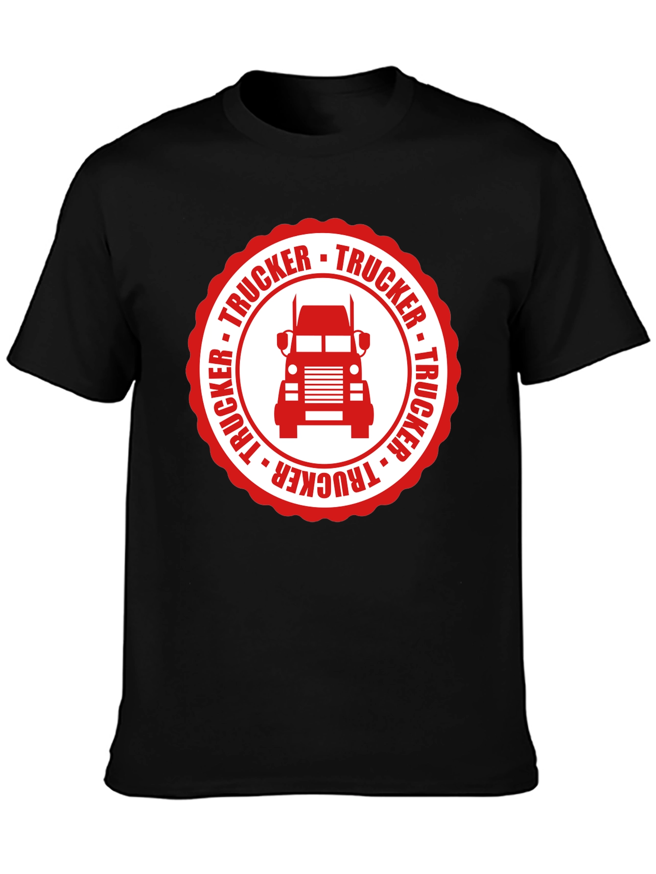 Trucker Graphic Tee - Black Cotton Truck Driver T-Shirt