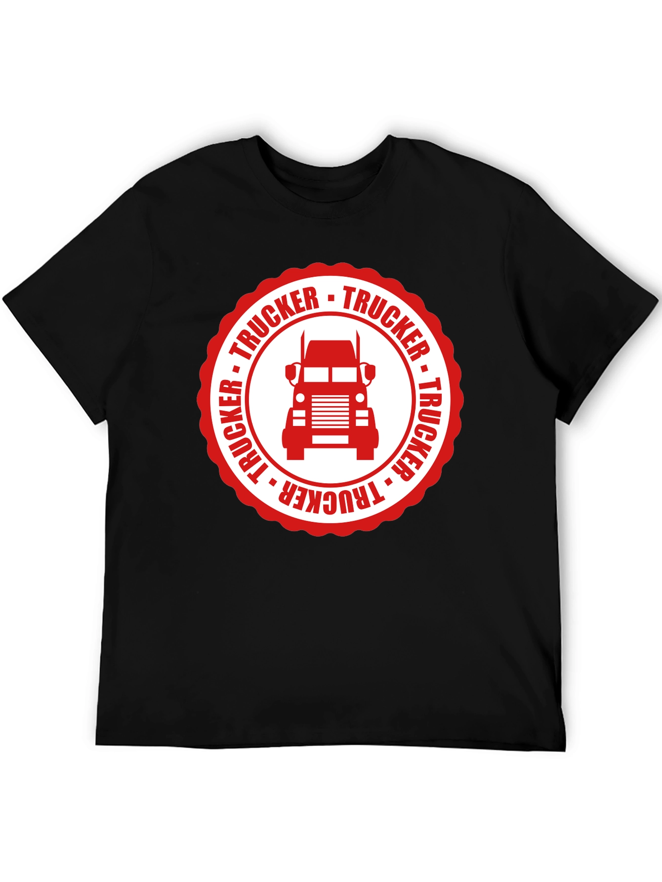Trucker Graphic Tee - Black Cotton Truck Driver T-Shirt
