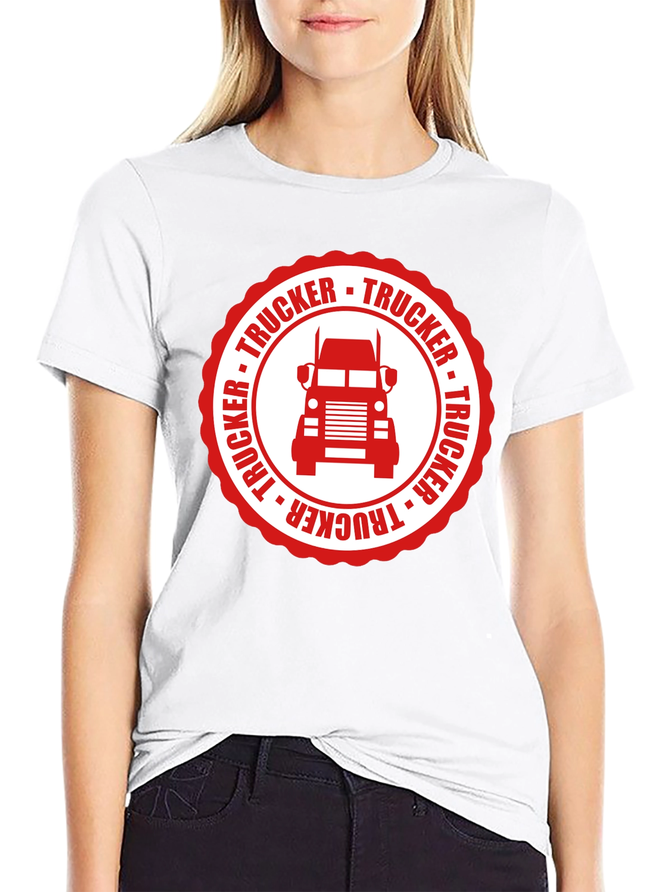 Trucker Graphic Tee - Black Cotton Truck Driver T-Shirt