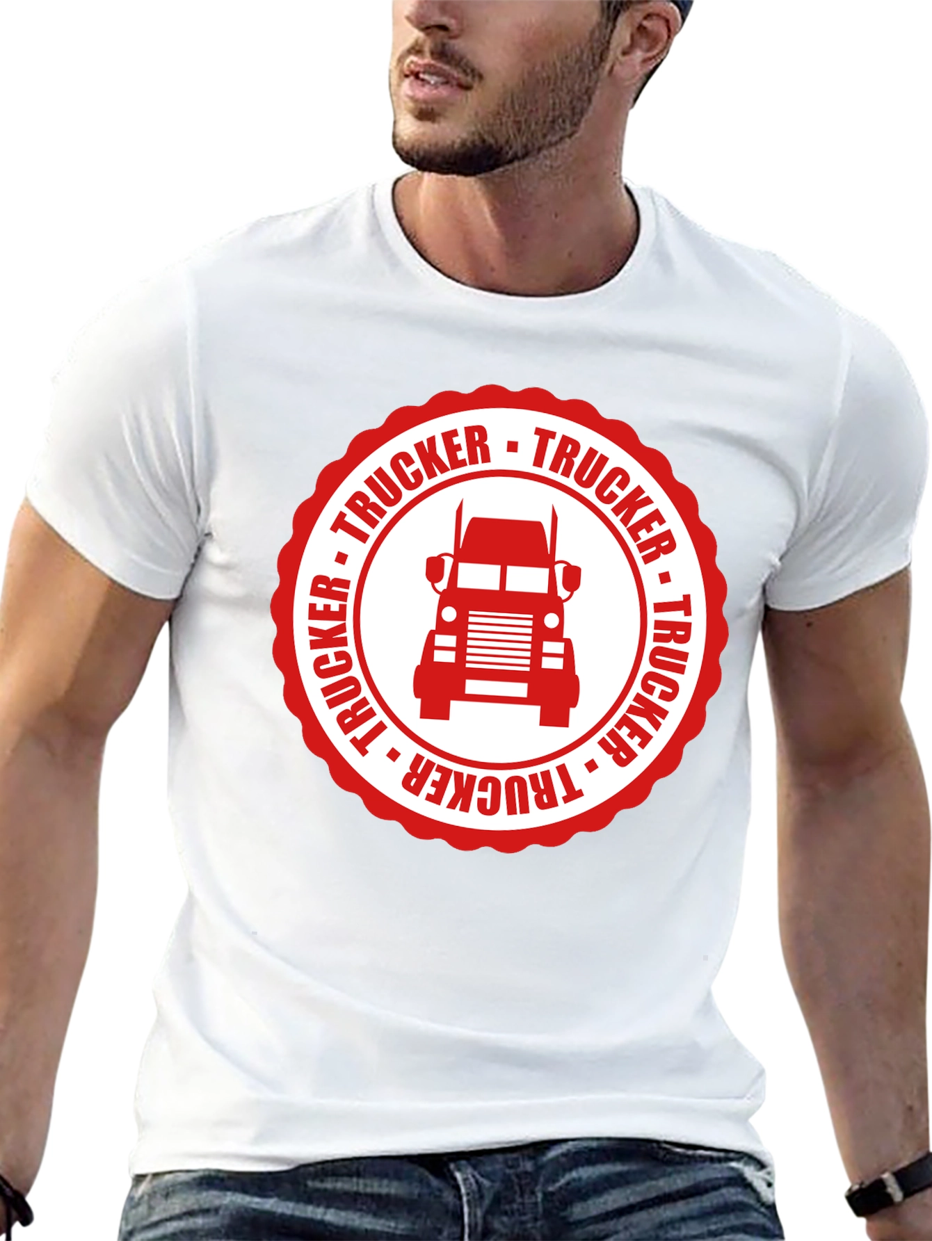 Trucker Graphic Tee - Black Cotton Truck Driver T-Shirt