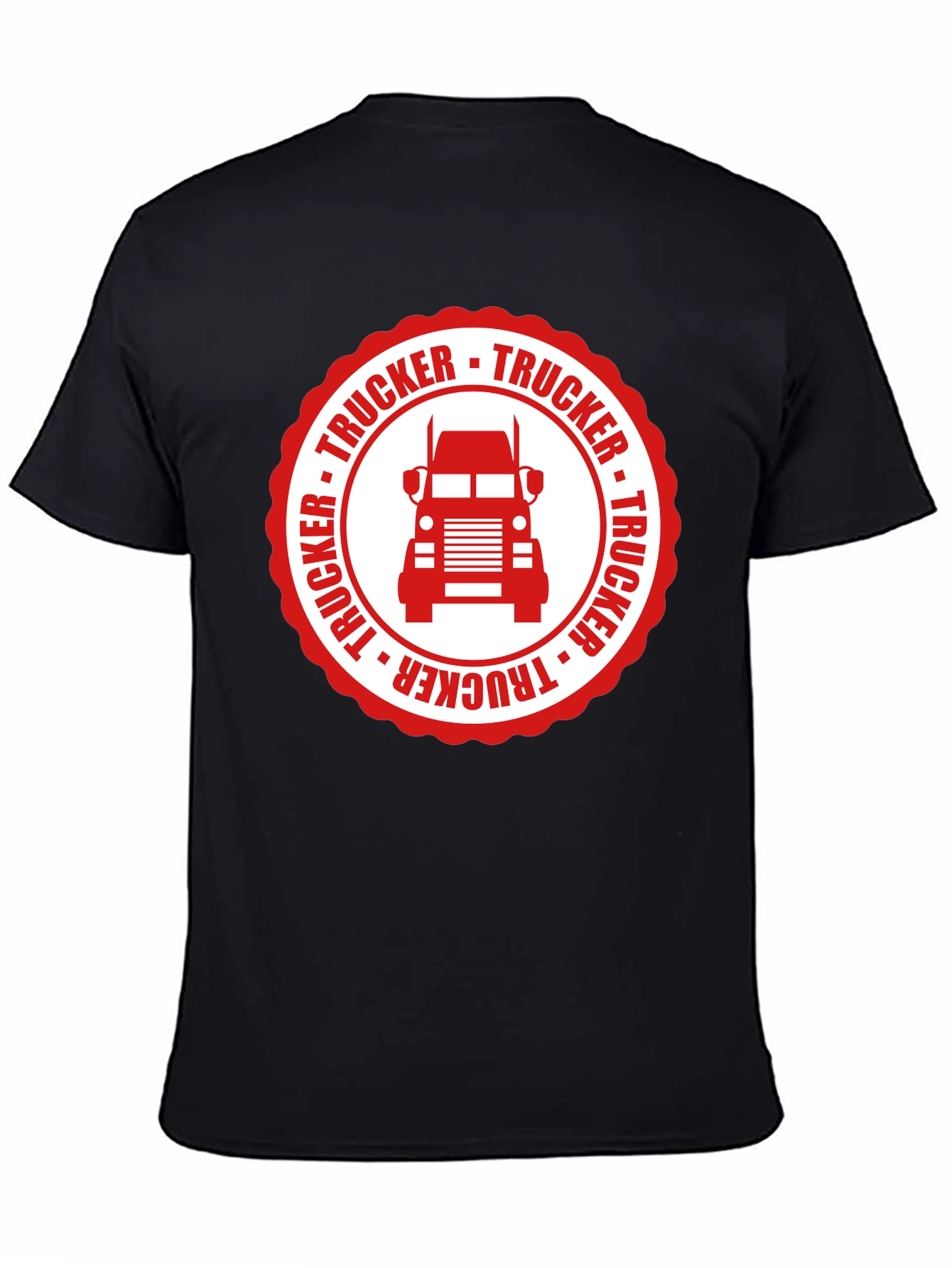 Trucker Graphic Tee - Black Cotton Truck Driver T-Shirt