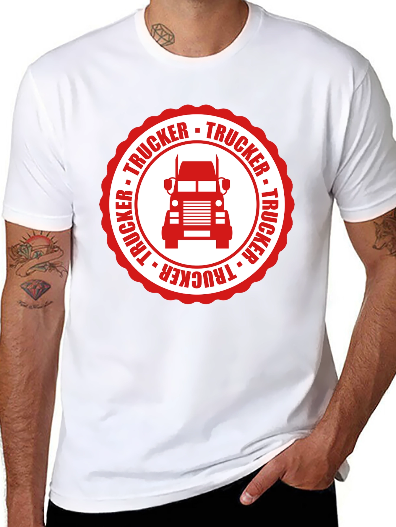 Trucker Graphic Tee - Black Cotton Truck Driver T-Shirt