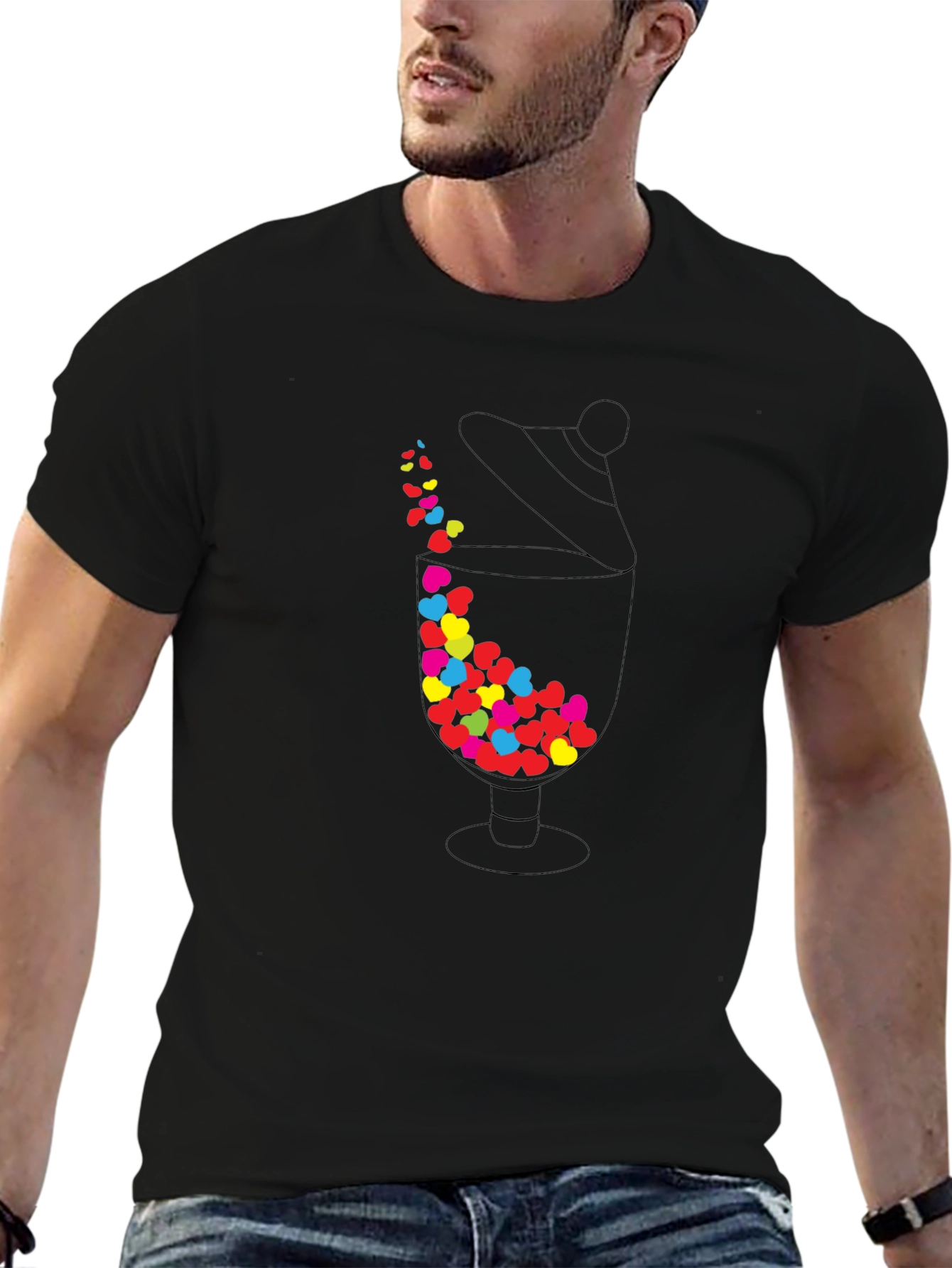 Heart Candy Jar Graphic Tee - Black