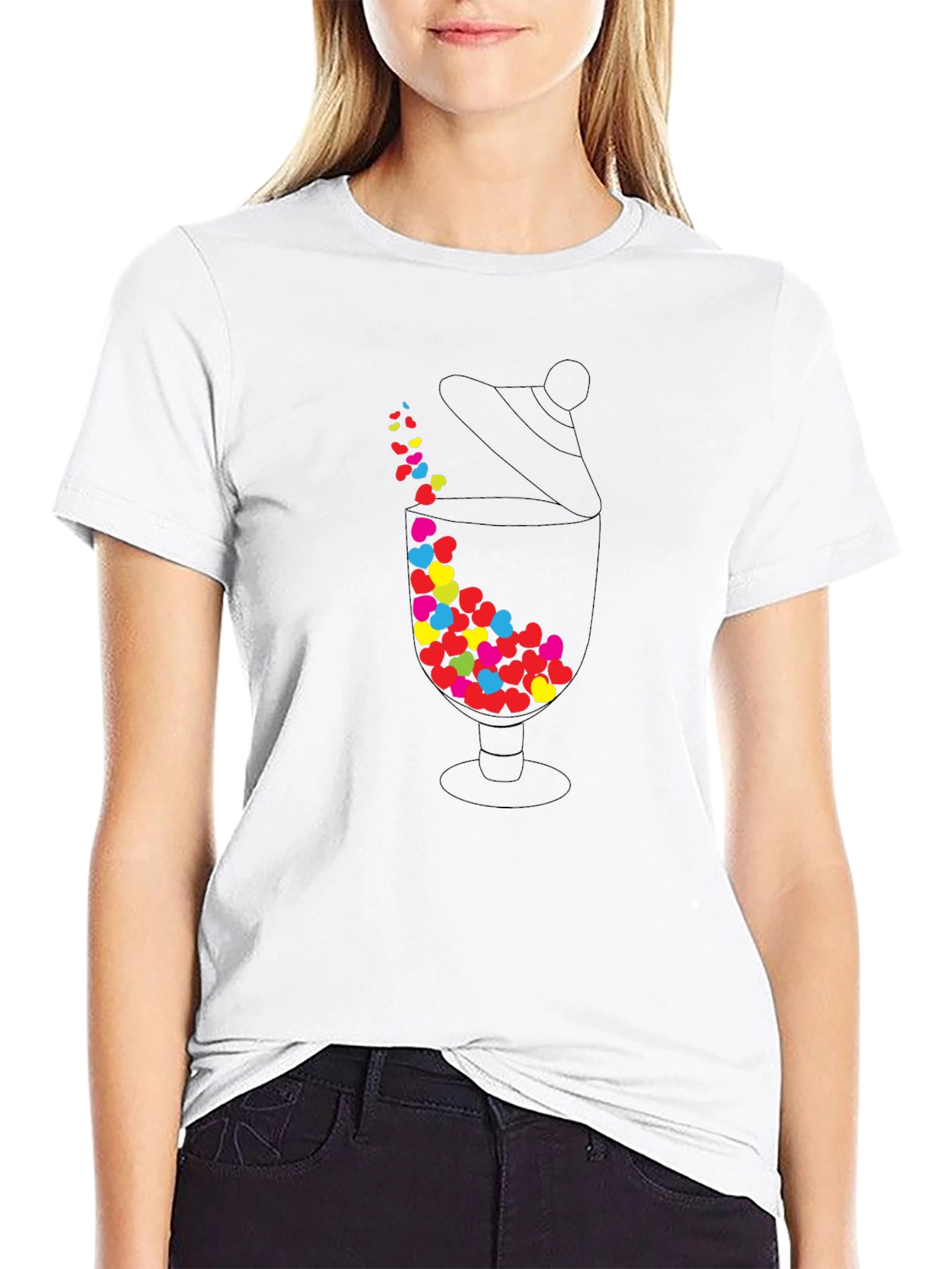 Heart Candy Jar Graphic Tee - Black