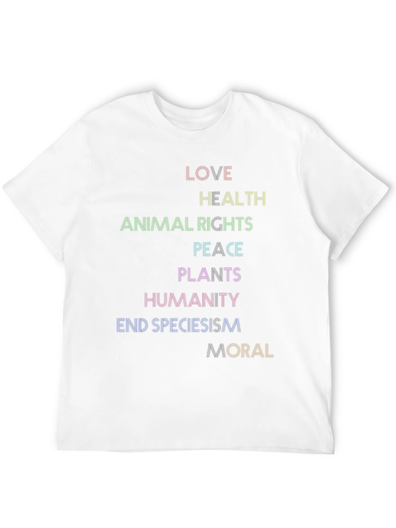 Love Health Equality Tee - Rainbow Text Graphic T-Shirt