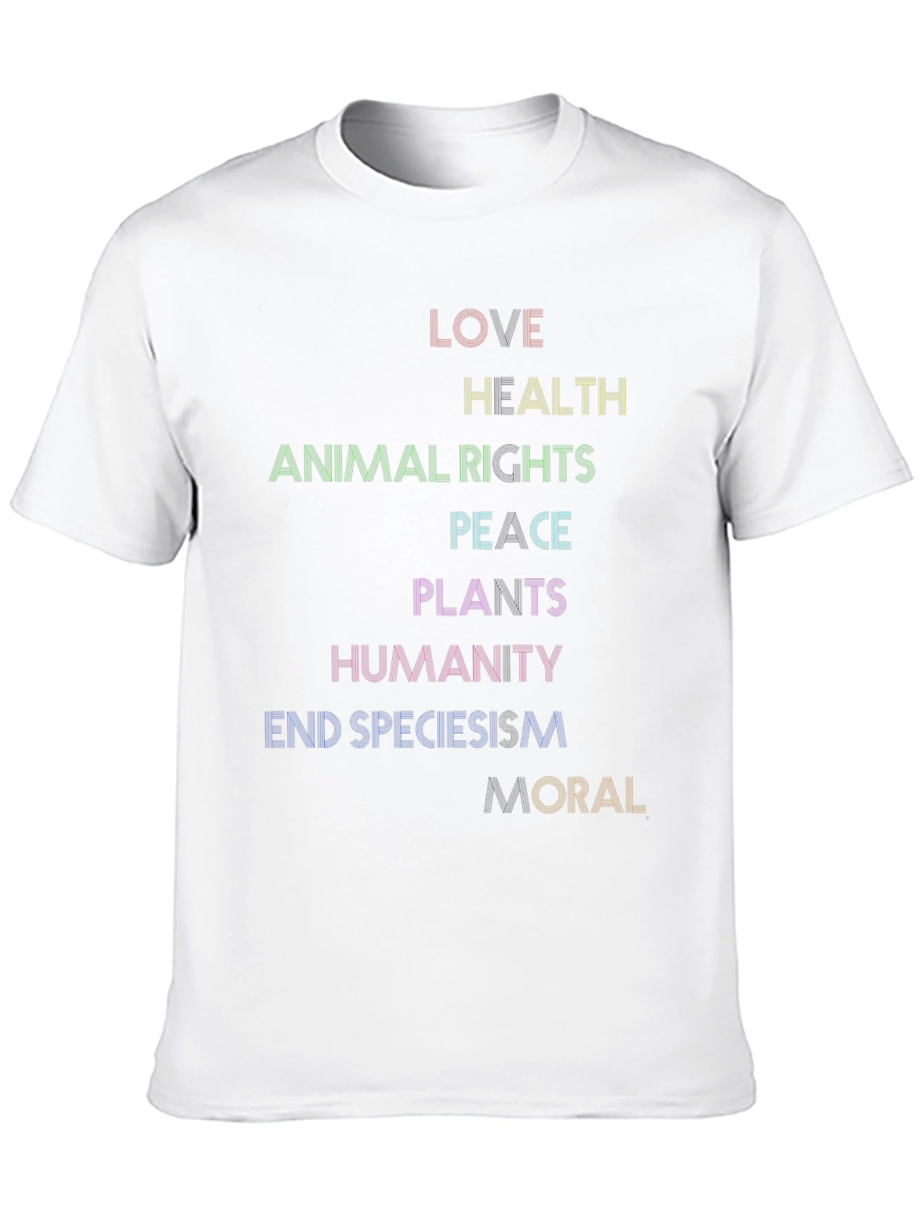 Love Health Equality Tee - Rainbow Text Graphic T-Shirt