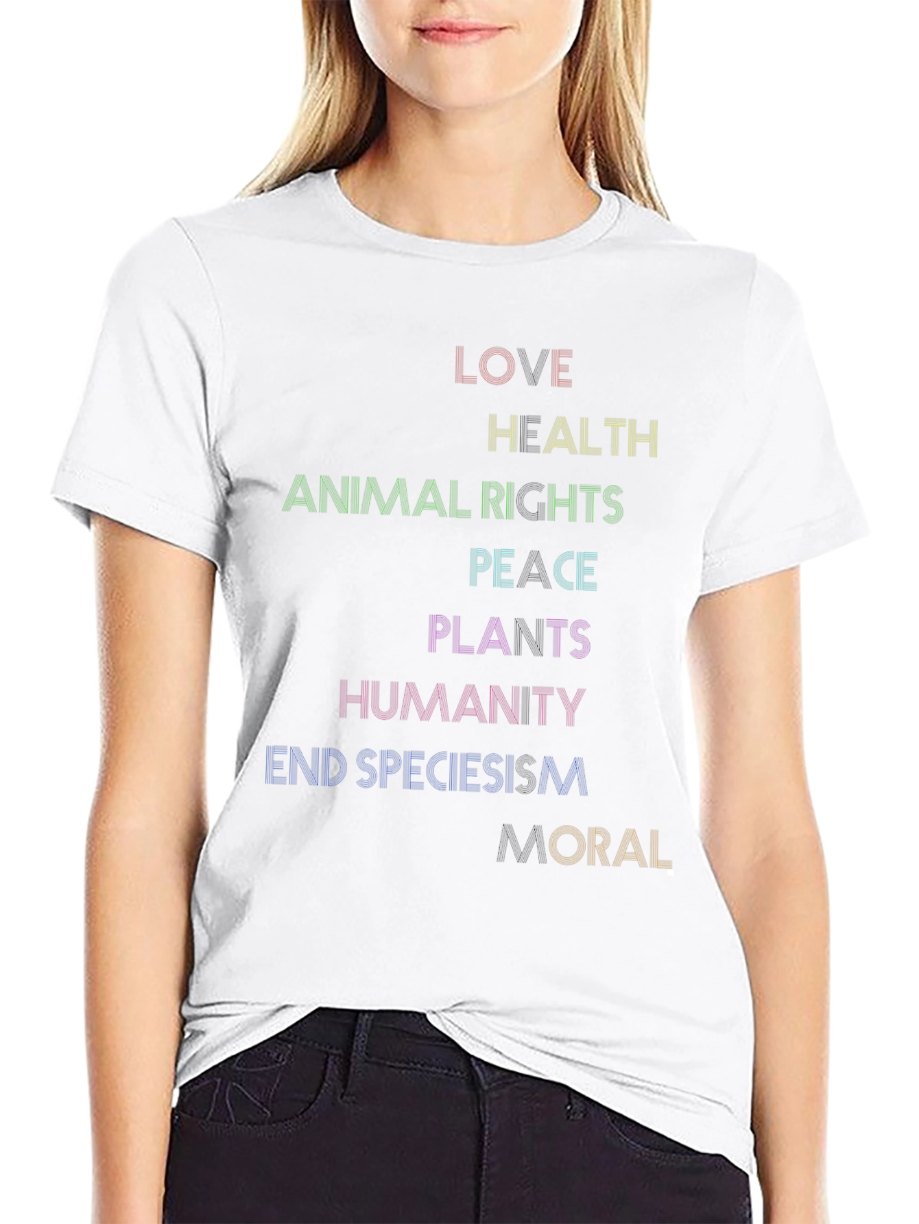 Love Health Equality Tee - Rainbow Text Graphic T-Shirt