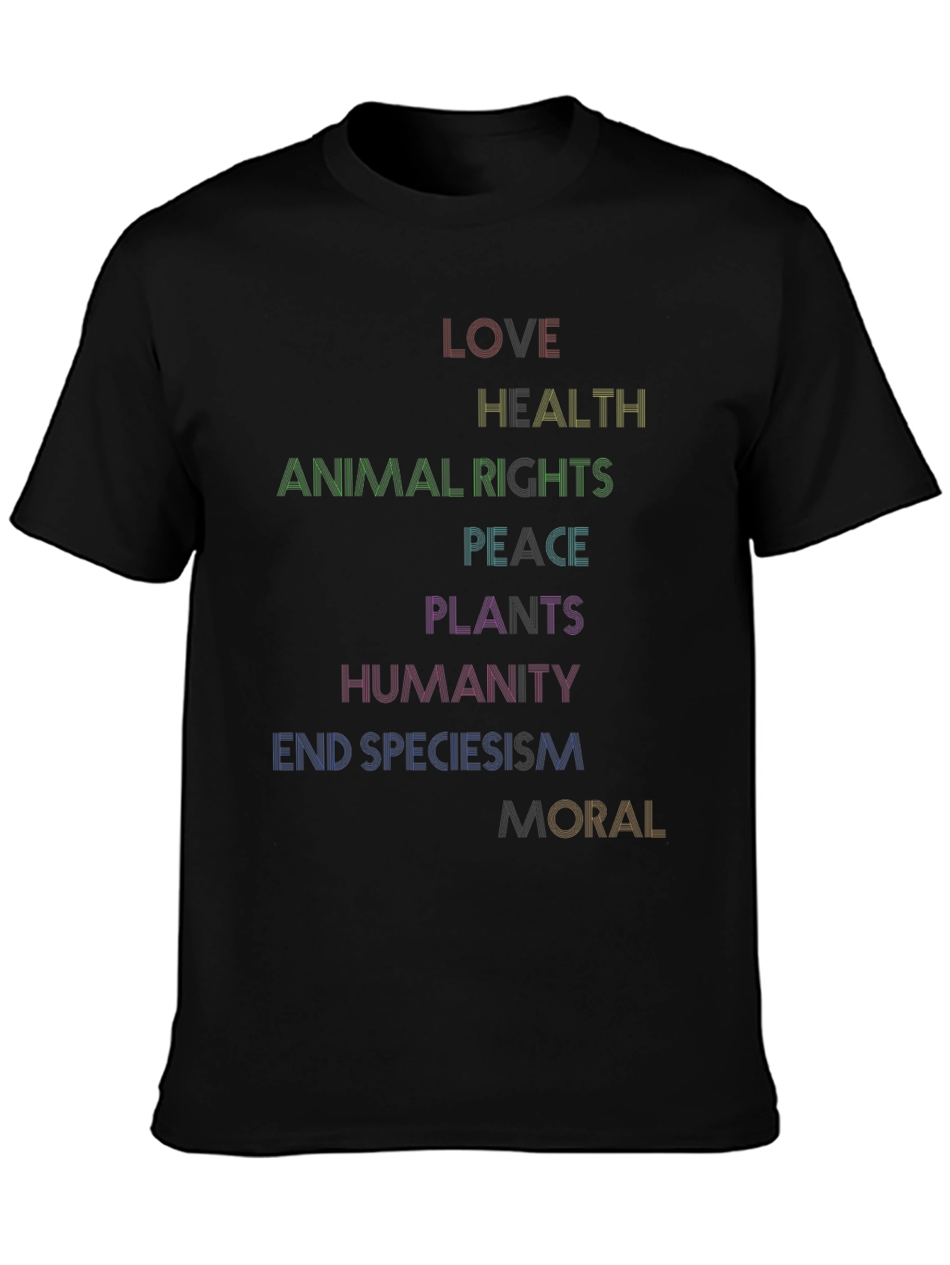 Love Health Equality Tee - Rainbow Text Graphic T-Shirt