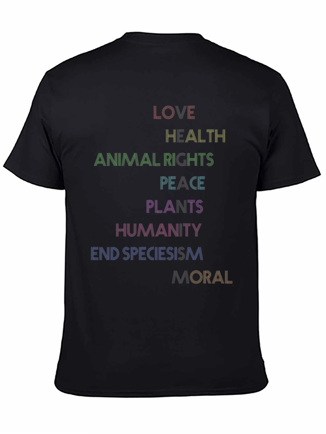 Love Health Equality Tee - Rainbow Text Graphic T-Shirt