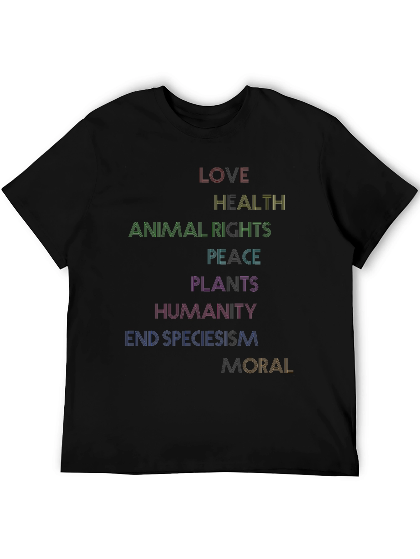 Love Health Equality Tee - Rainbow Text Graphic T-Shirt
