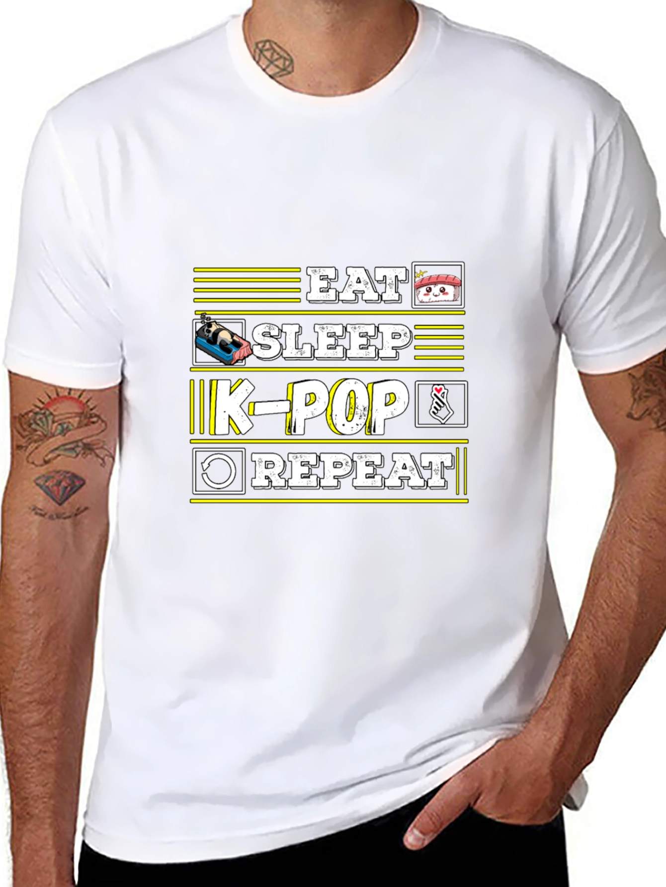 Eat Sleep K-Pop Repeat Black T-Shirt