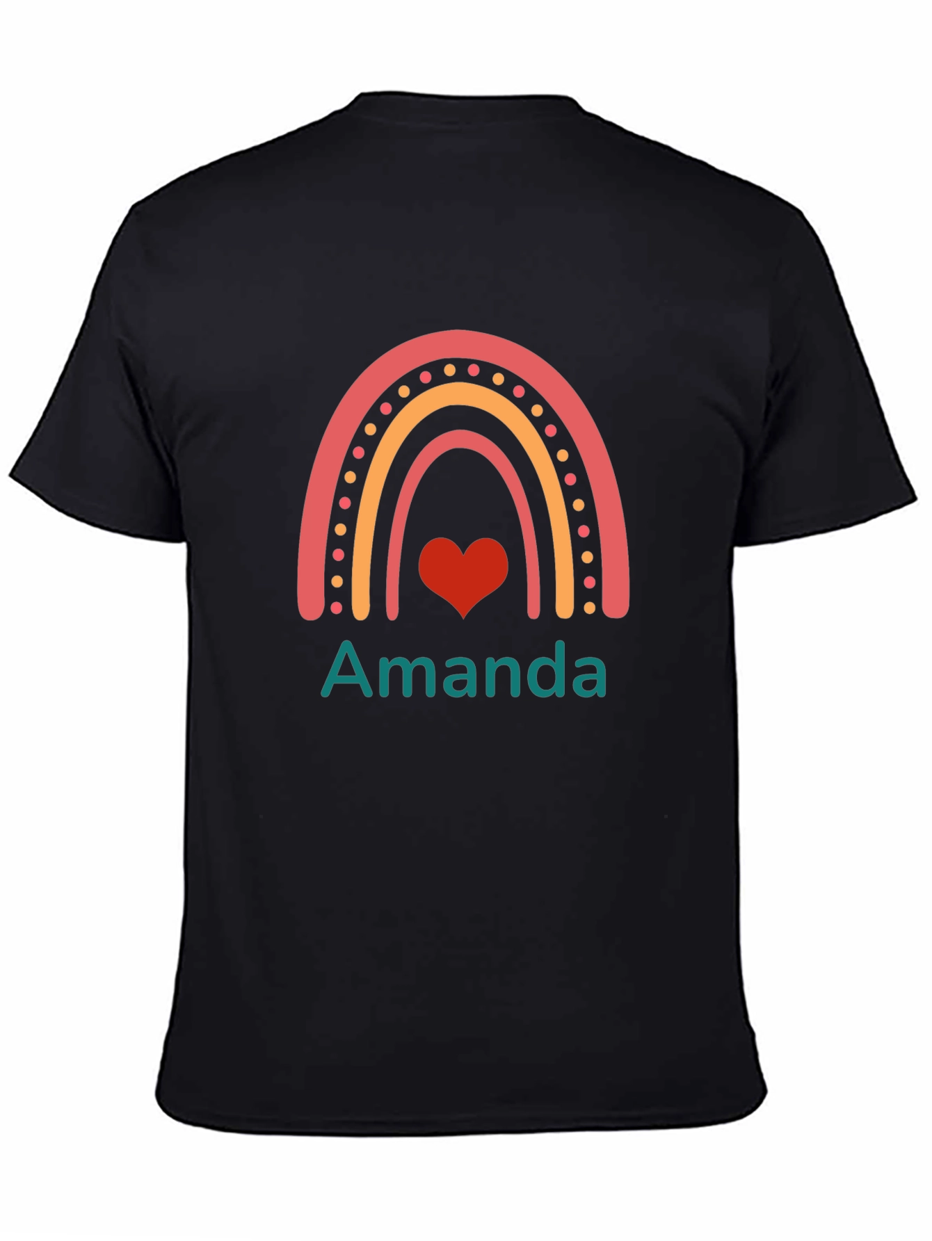 Personalized Amanda Rainbow Heart T-Shirt