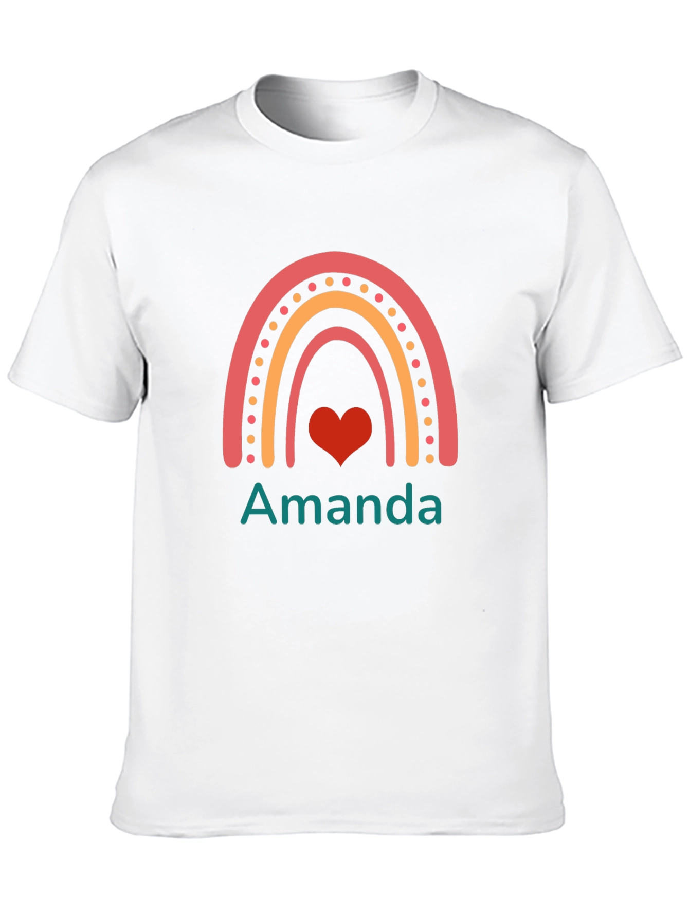 Personalized Amanda Rainbow Heart T-Shirt