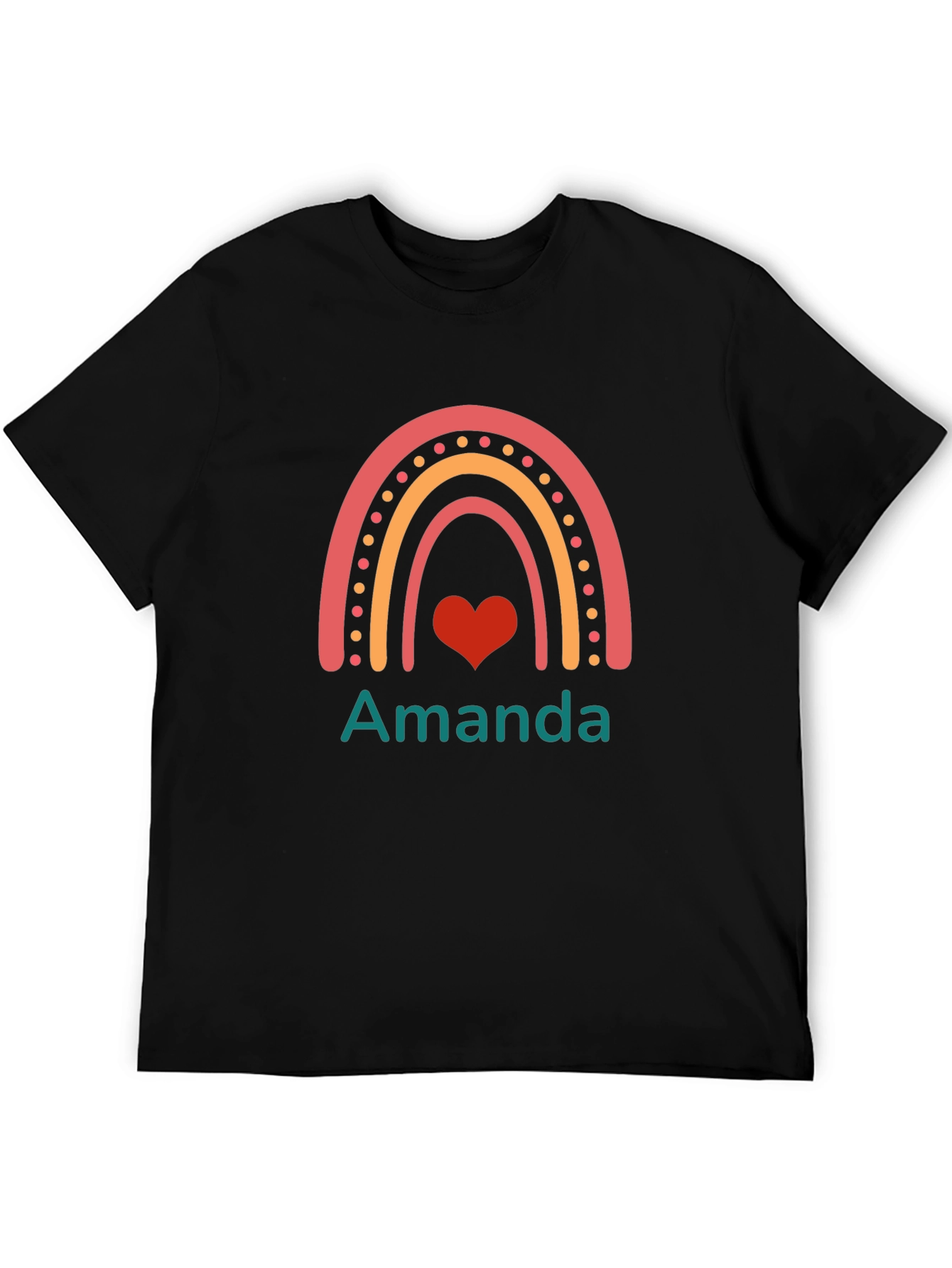 Personalized Amanda Rainbow Heart T-Shirt