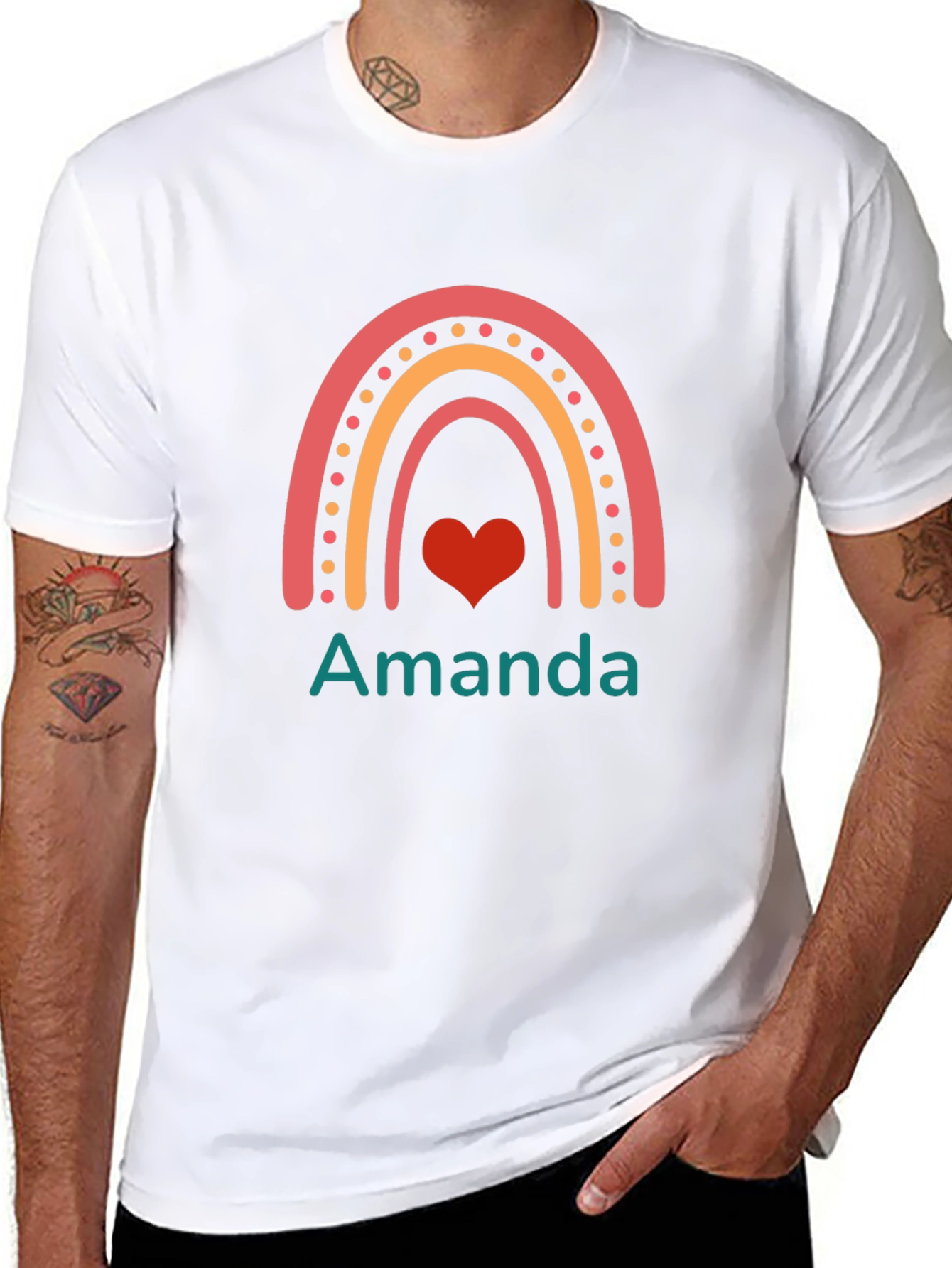 Personalized Amanda Rainbow Heart T-Shirt