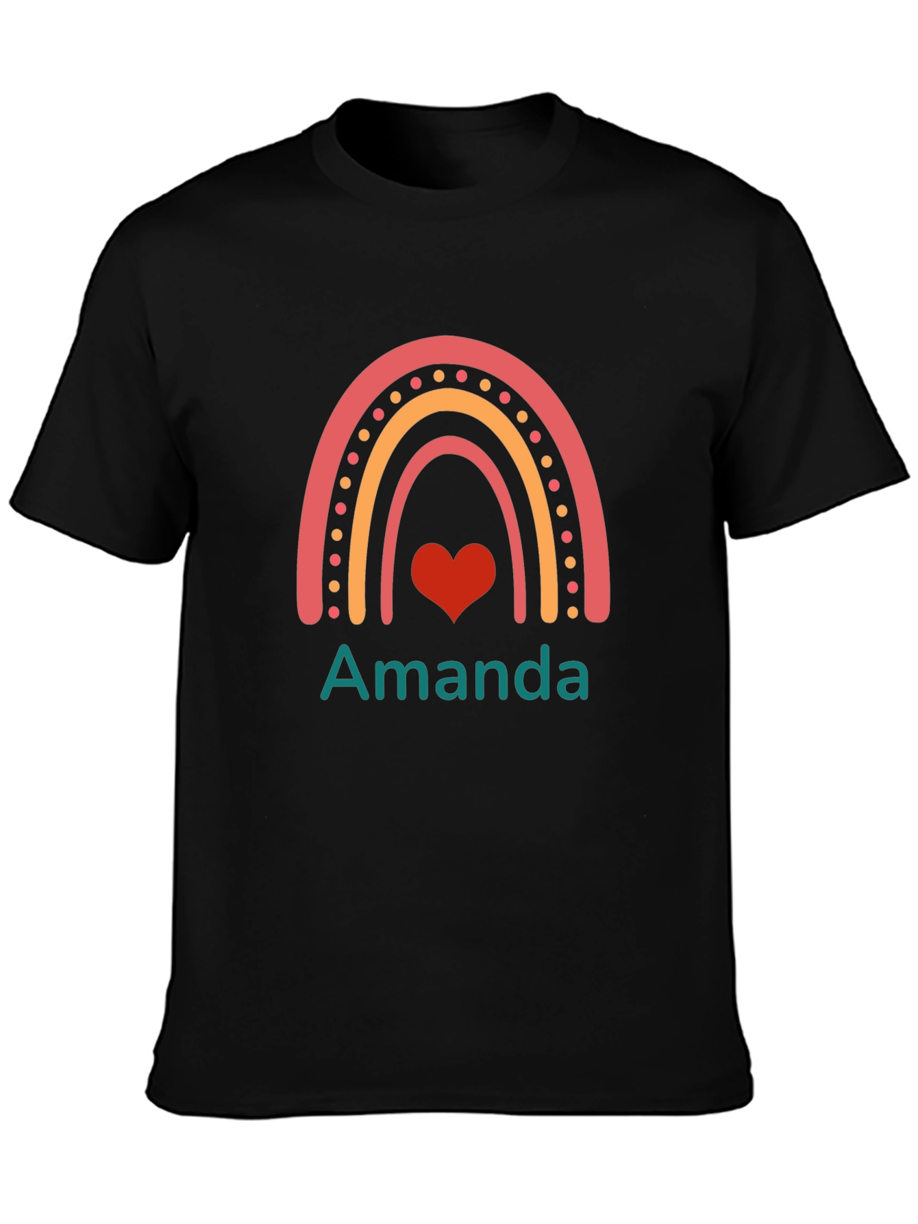 Personalized Amanda Rainbow Heart T-Shirt