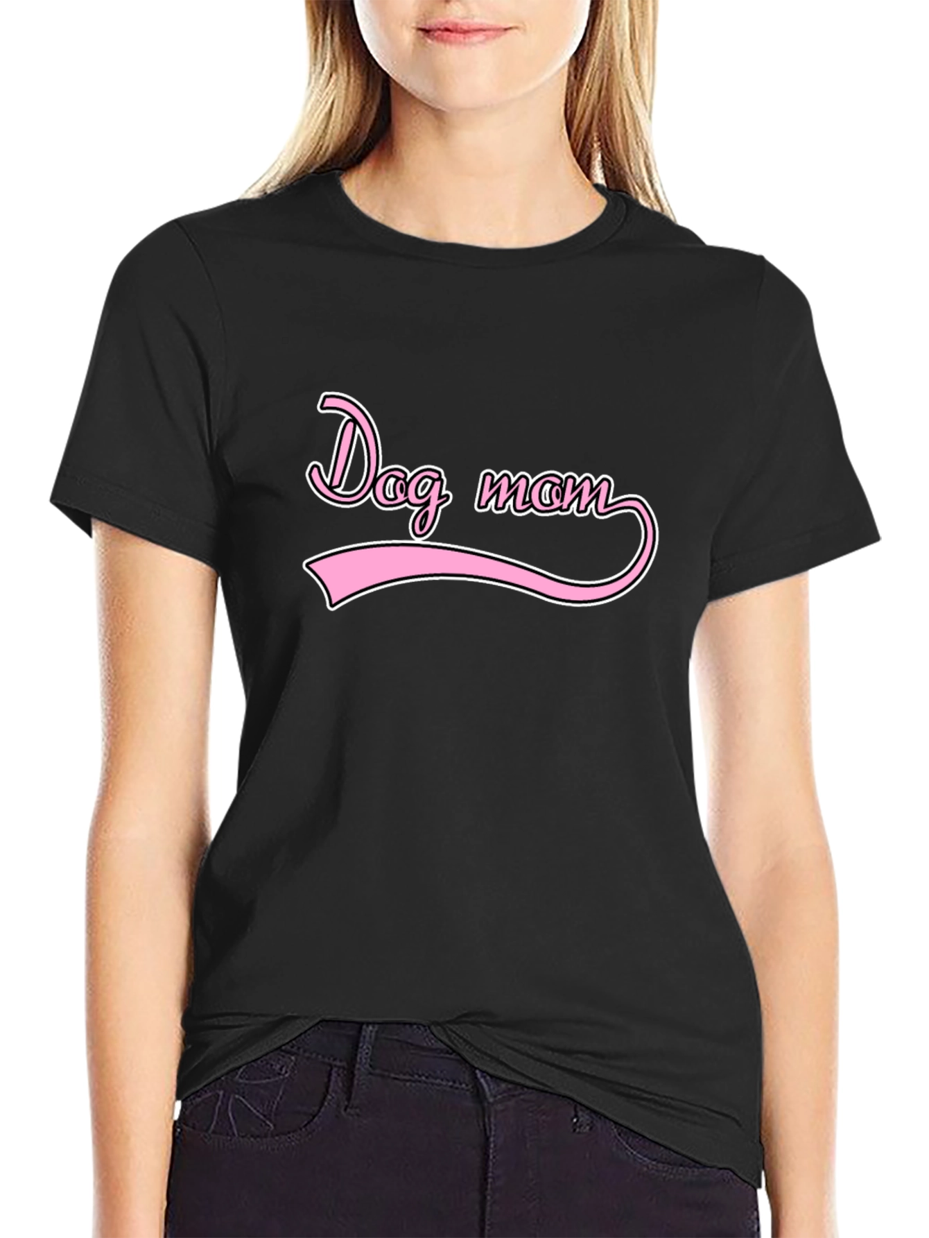 Dog Mom Graphic Tee - Casual Black T-Shirt