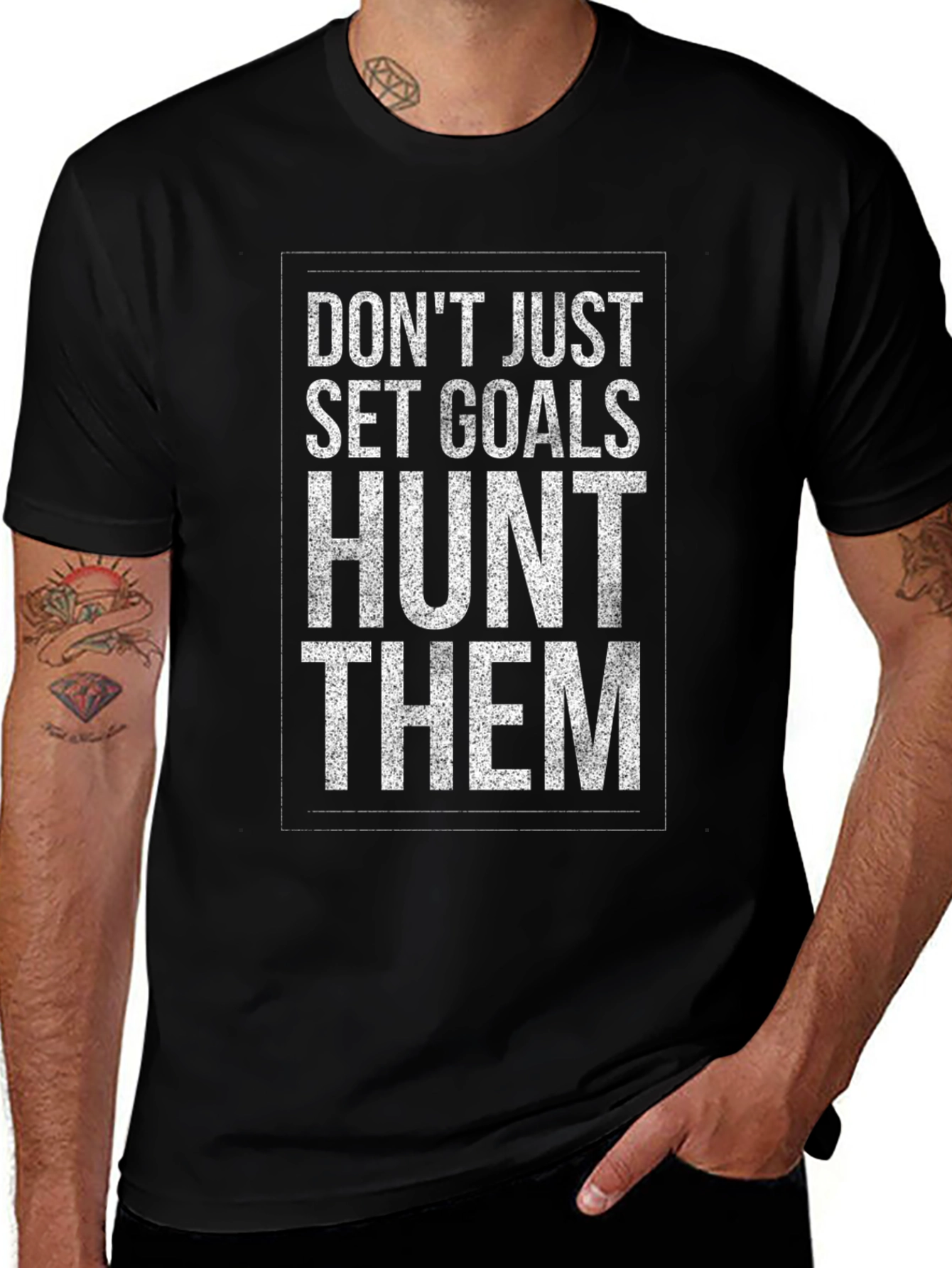Motivational Hunt Them Graphic Tee - Black