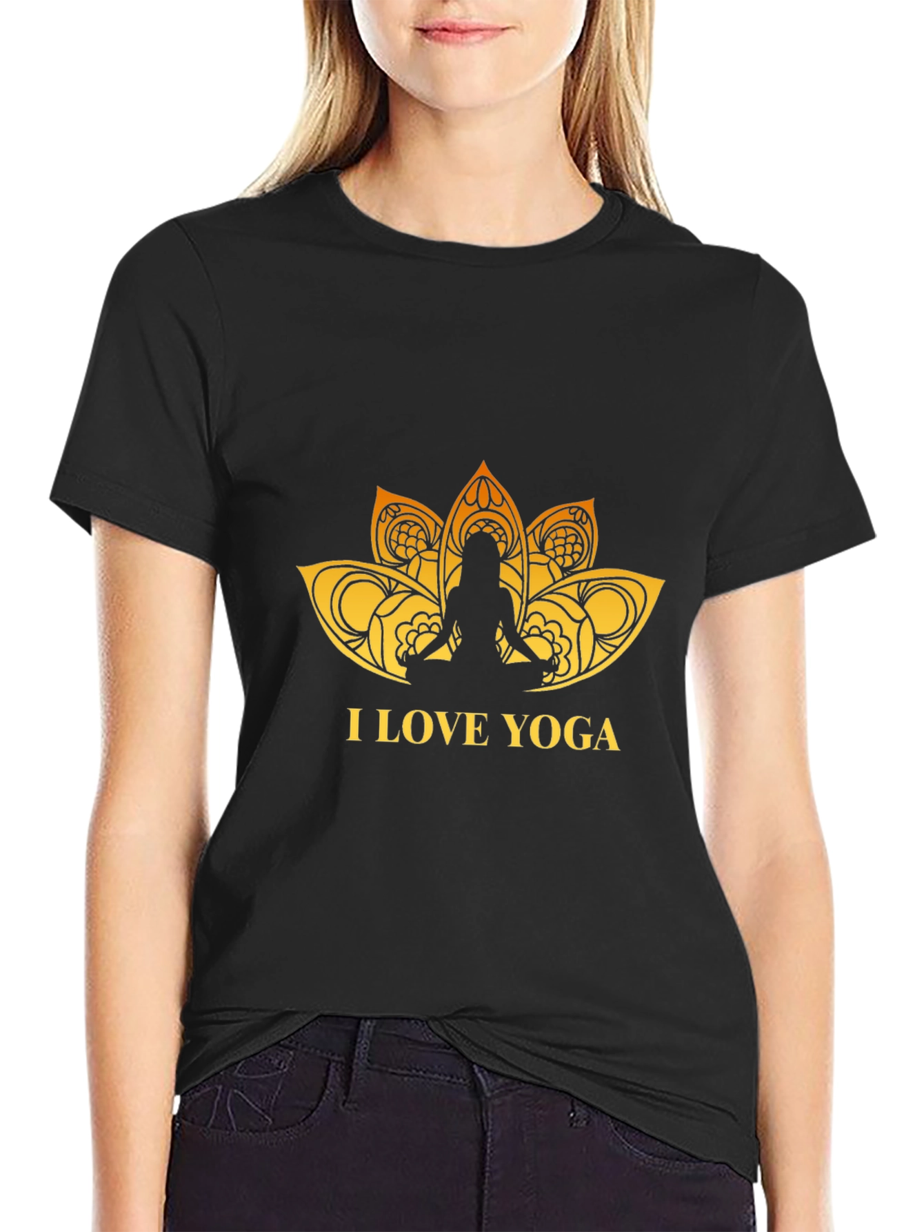 I Love Yoga Graphic Black T-Shirt