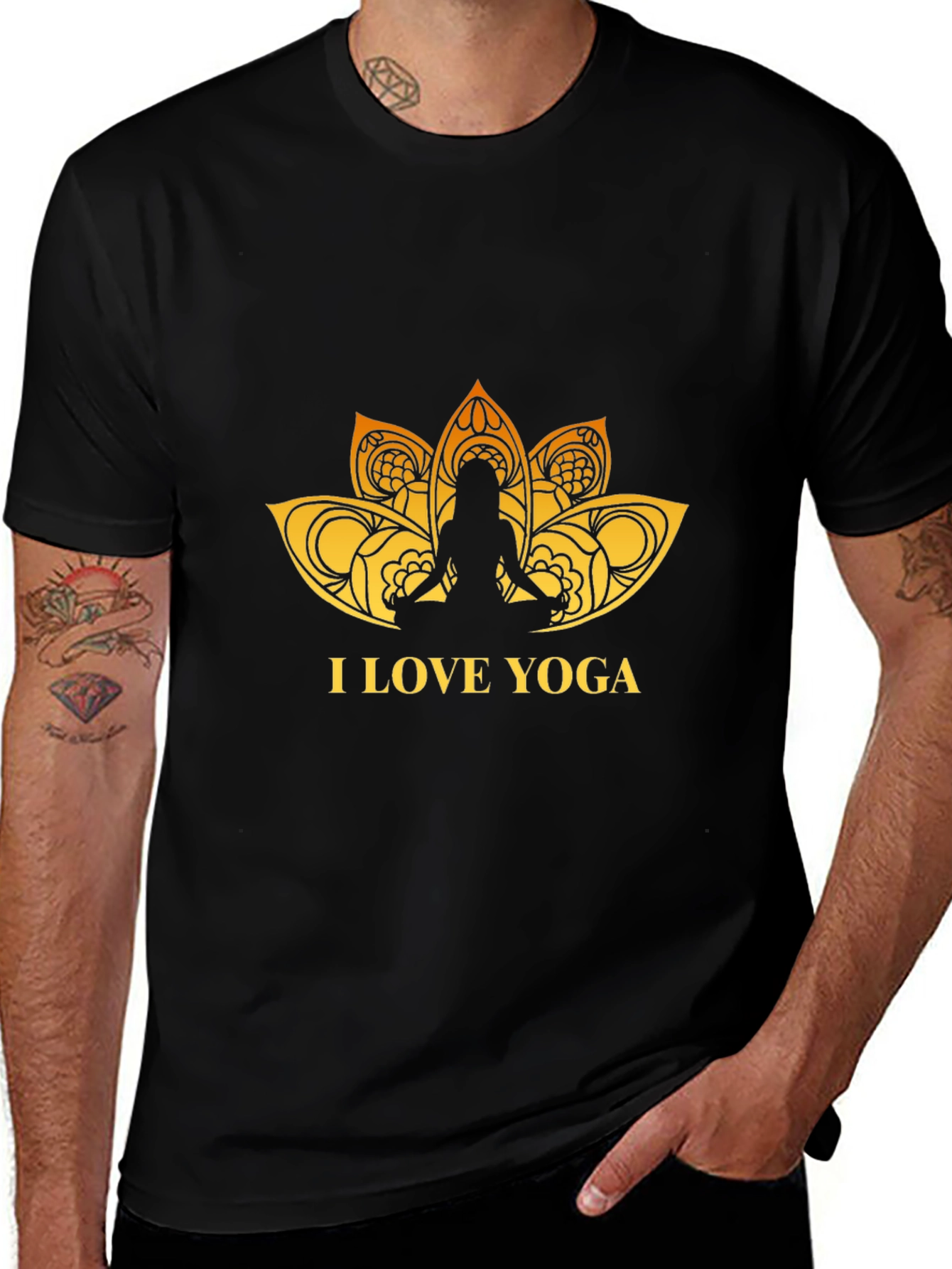 I Love Yoga Graphic Black T-Shirt