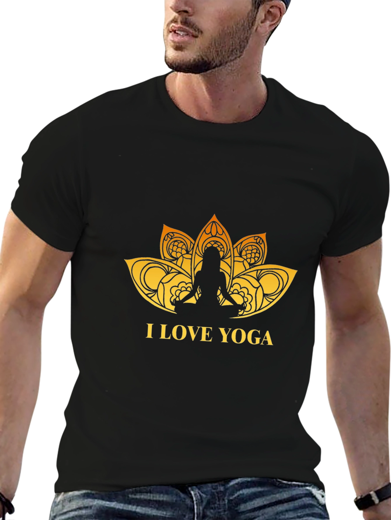 I Love Yoga Graphic Black T-Shirt