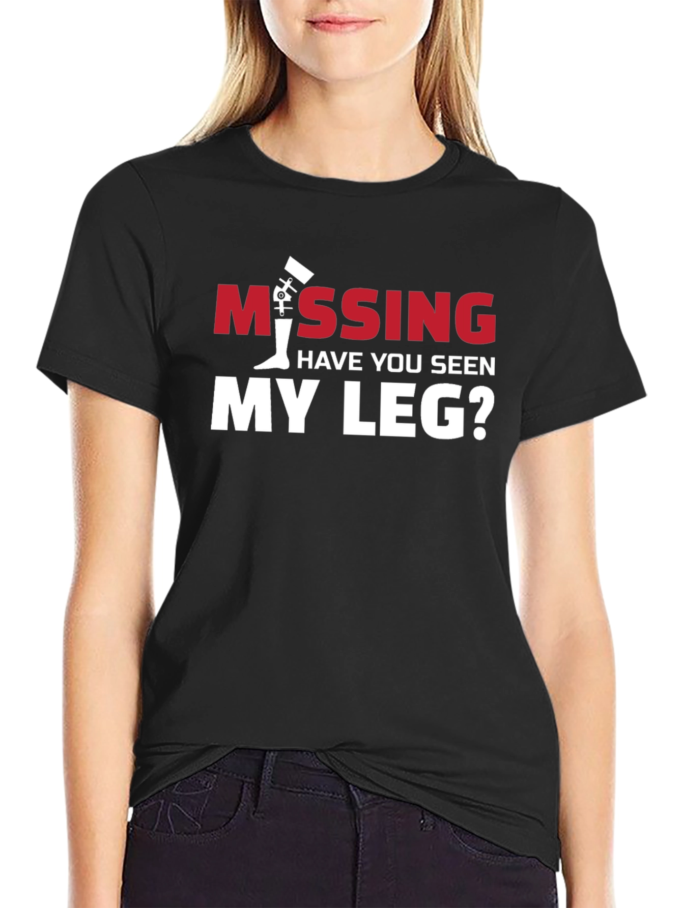 Missing Leg Graphic Tee - Humorous Amputee T-Shirt