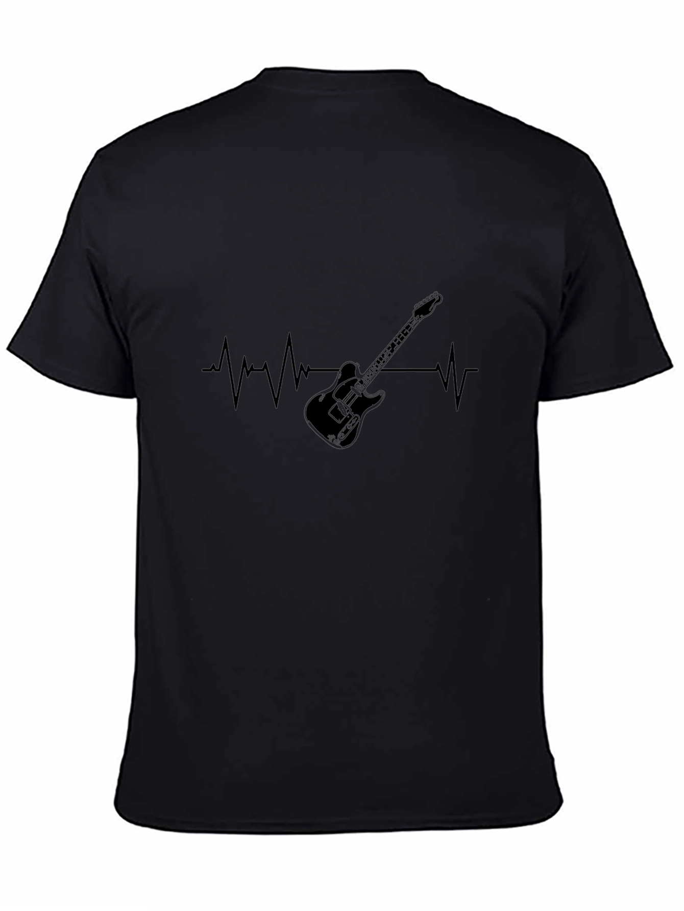 Guitar Heartbeat Graphic Tee - Black