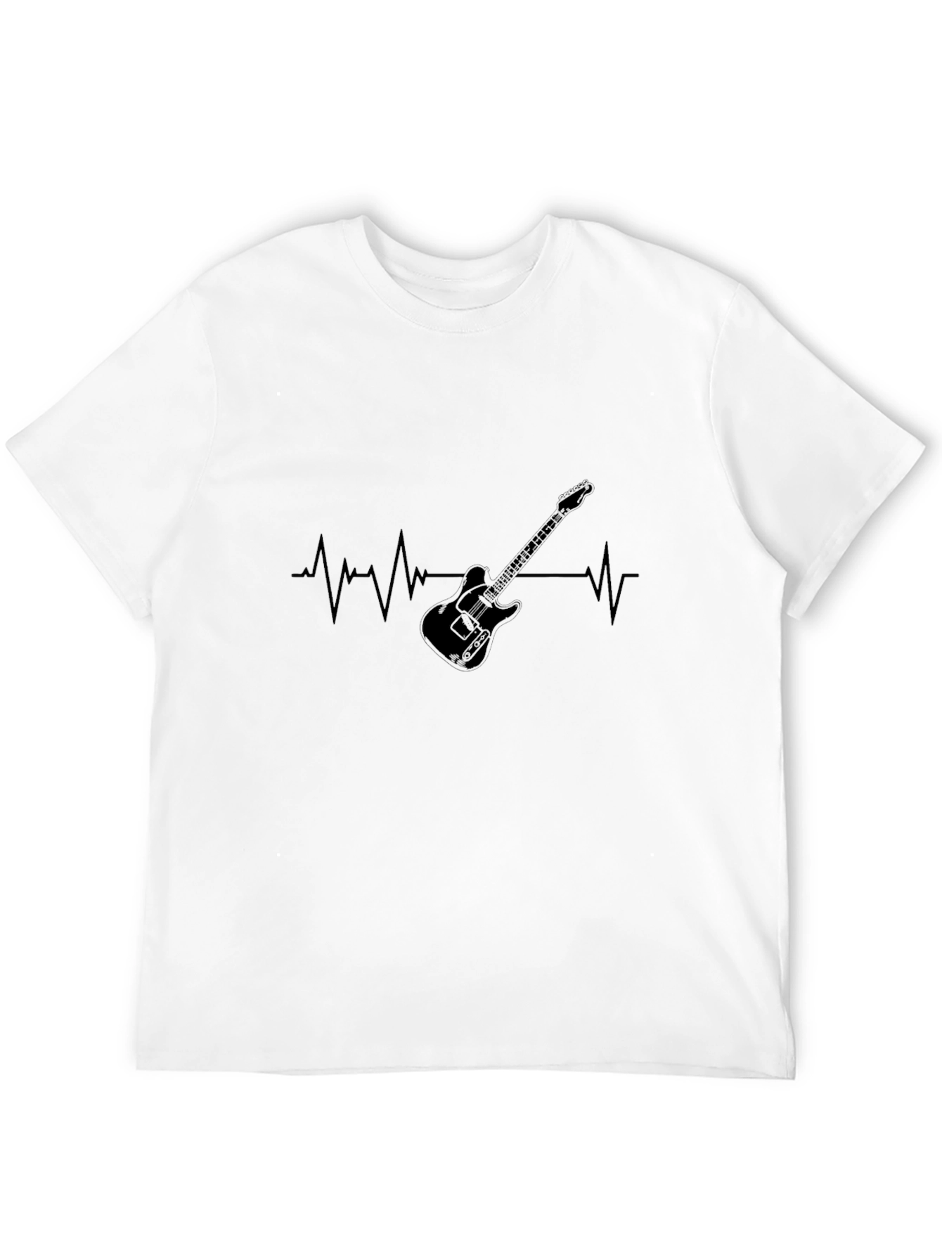 Guitar Heartbeat Graphic Tee - Black
