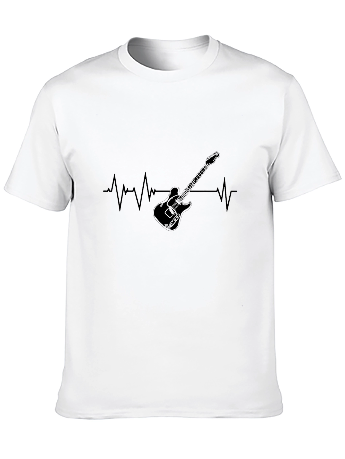 Guitar Heartbeat Graphic Tee - Black